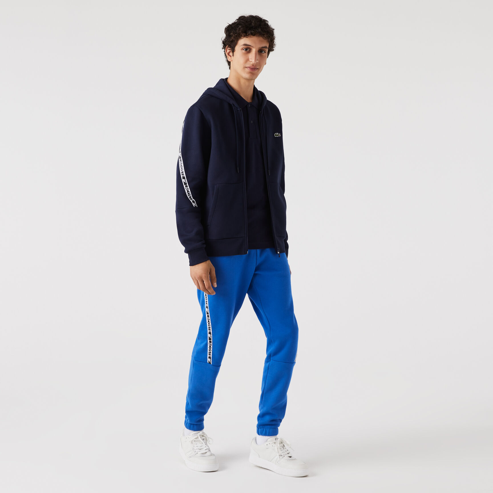 Men's Lacoste Printed Bands Hooded Zip Sweatshirt