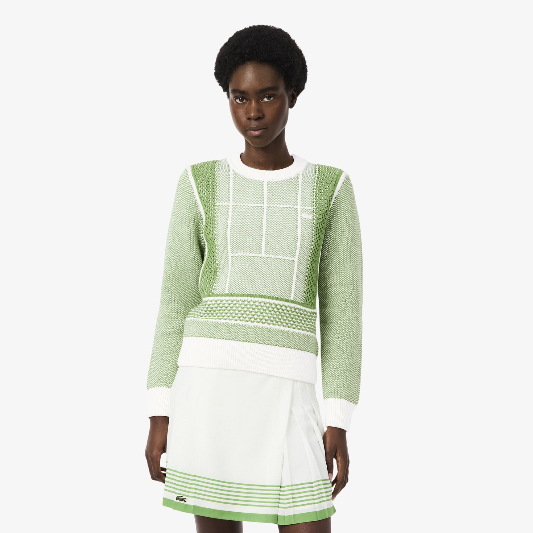 Tennis Court Graphic Jacquard Sweater