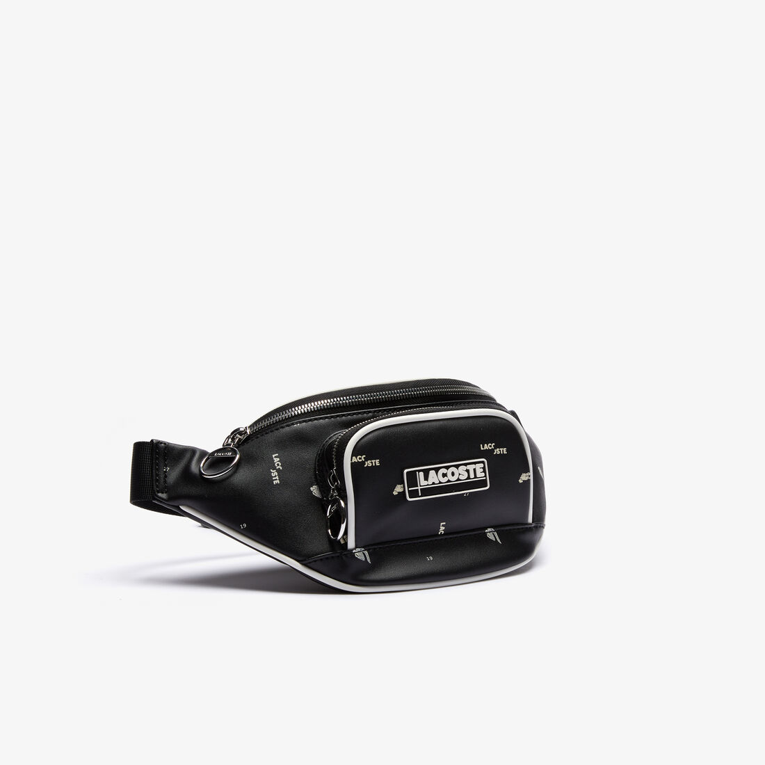 حقيبة خصر بسحاب من القماش المغلف بالبلاستيك مع طبعات بحروف Lacoste للرجال حقيبة خصر بسحاب من القماش المغلف بالبلاستيك مع طبعات بحروف Lacoste للرجال
