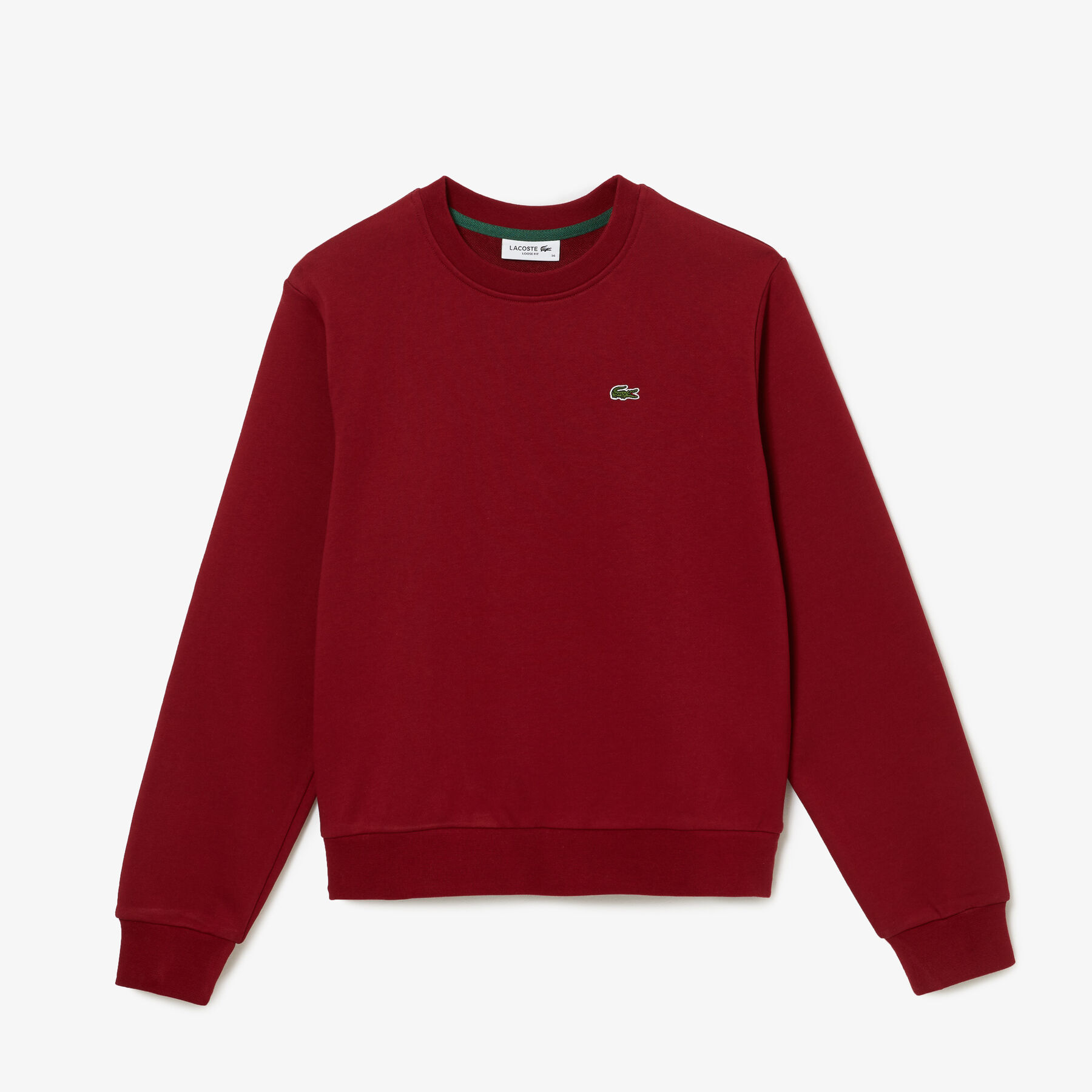 lacoste relaxed fit fleece crew neck sweatshirt
