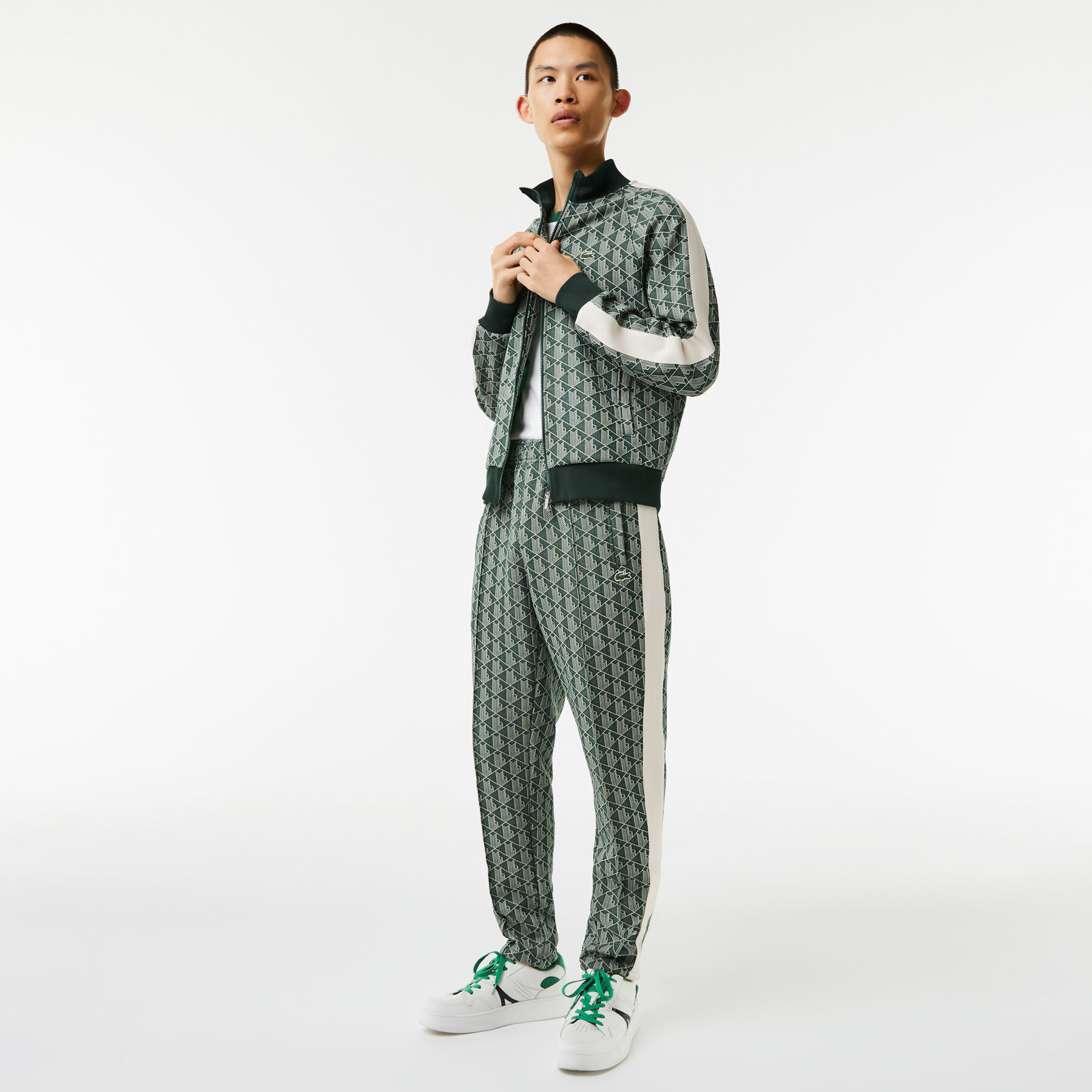 men s lacoste monogram print trackpants