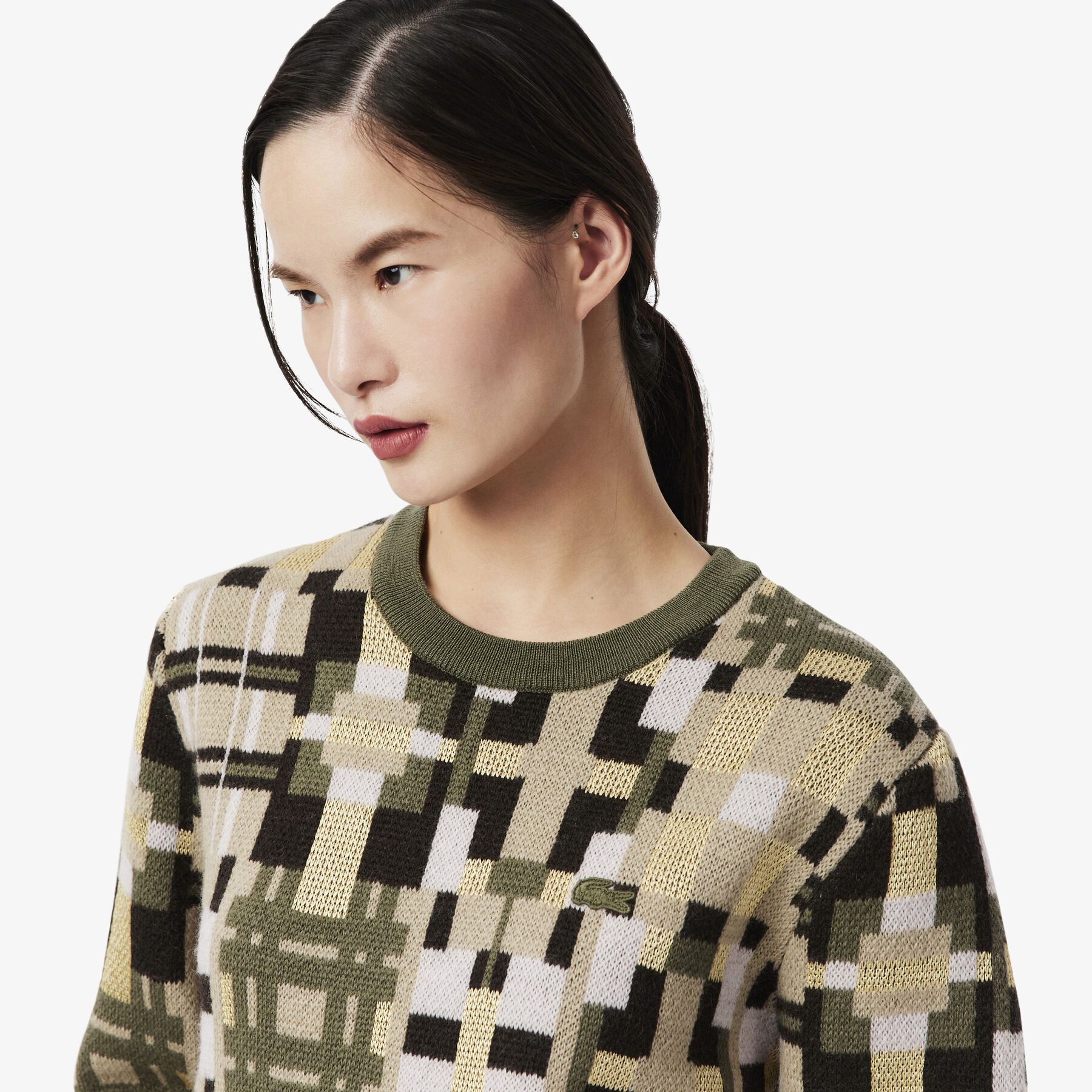 Crew Neck Wool Jacquard Graphic Sweater
