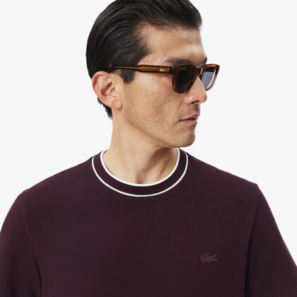 lacoste stretch pique stripe collar t shirt