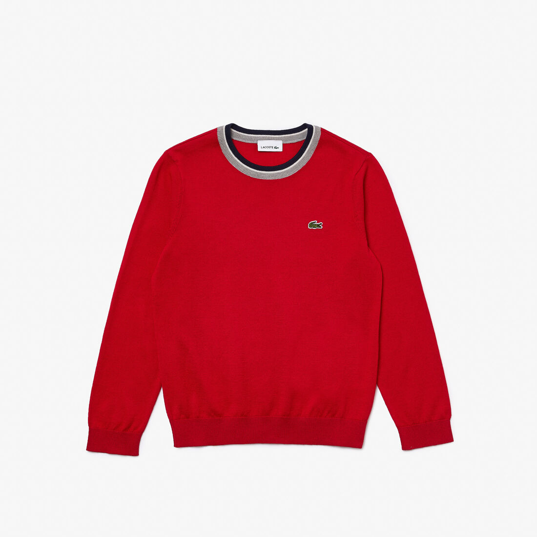 Kids' Lacoste Contrast Collar Cotton Jersey Sweater