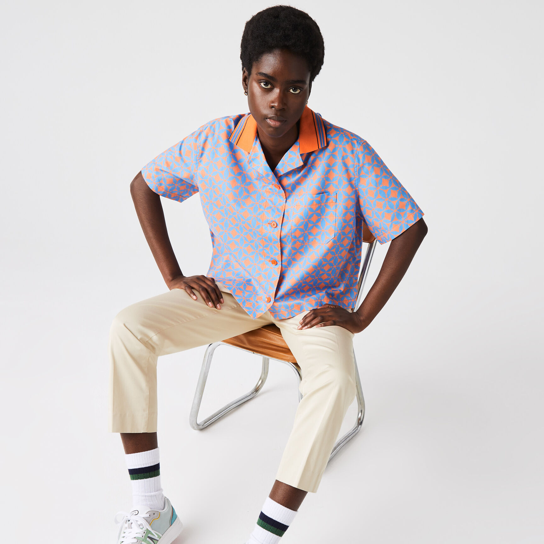 قميص قطن بوبلين مطبوع للنساء قميص قطن بوبلين مطبوع للنساء