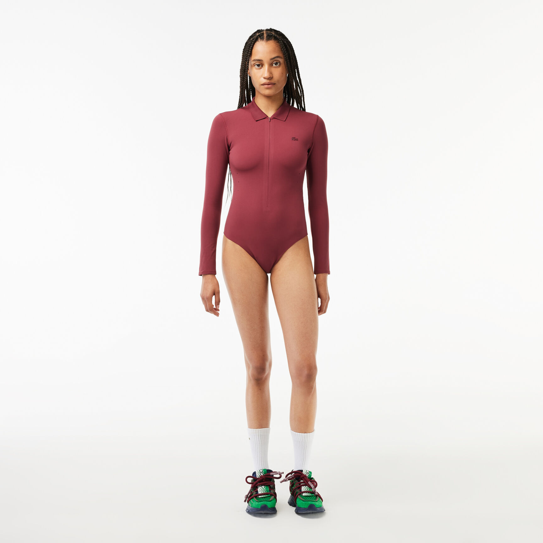 تي شيرت بولو لاكوست جاكار بقصّة ضيقة ونقشة شعار الماركة تي شيرت بولو لاكوست جاكار بقصّة ضيقة ونقشة شعار الماركة