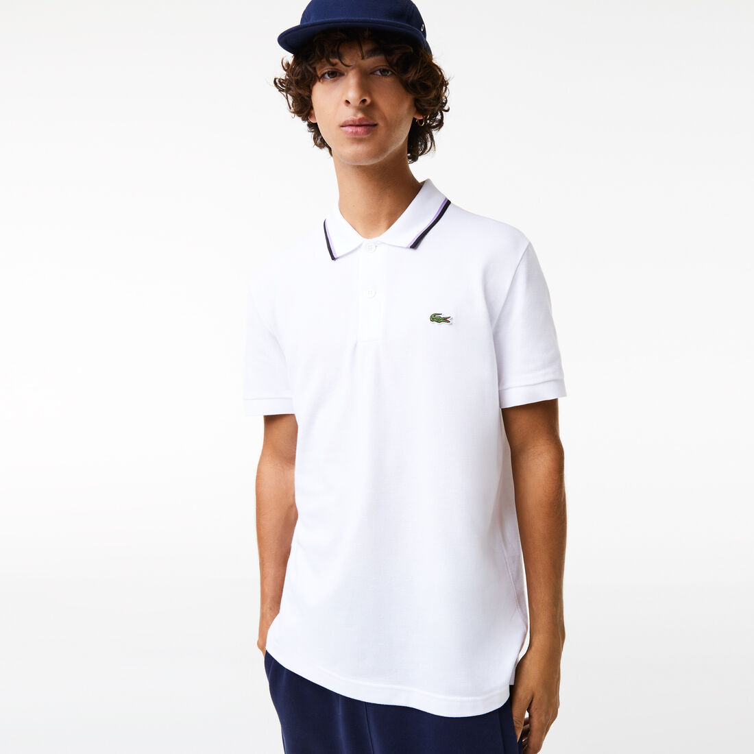 Men's Lacoste Regular Fit Striped Collar Cotton Petit Piqu&eacute; Polo