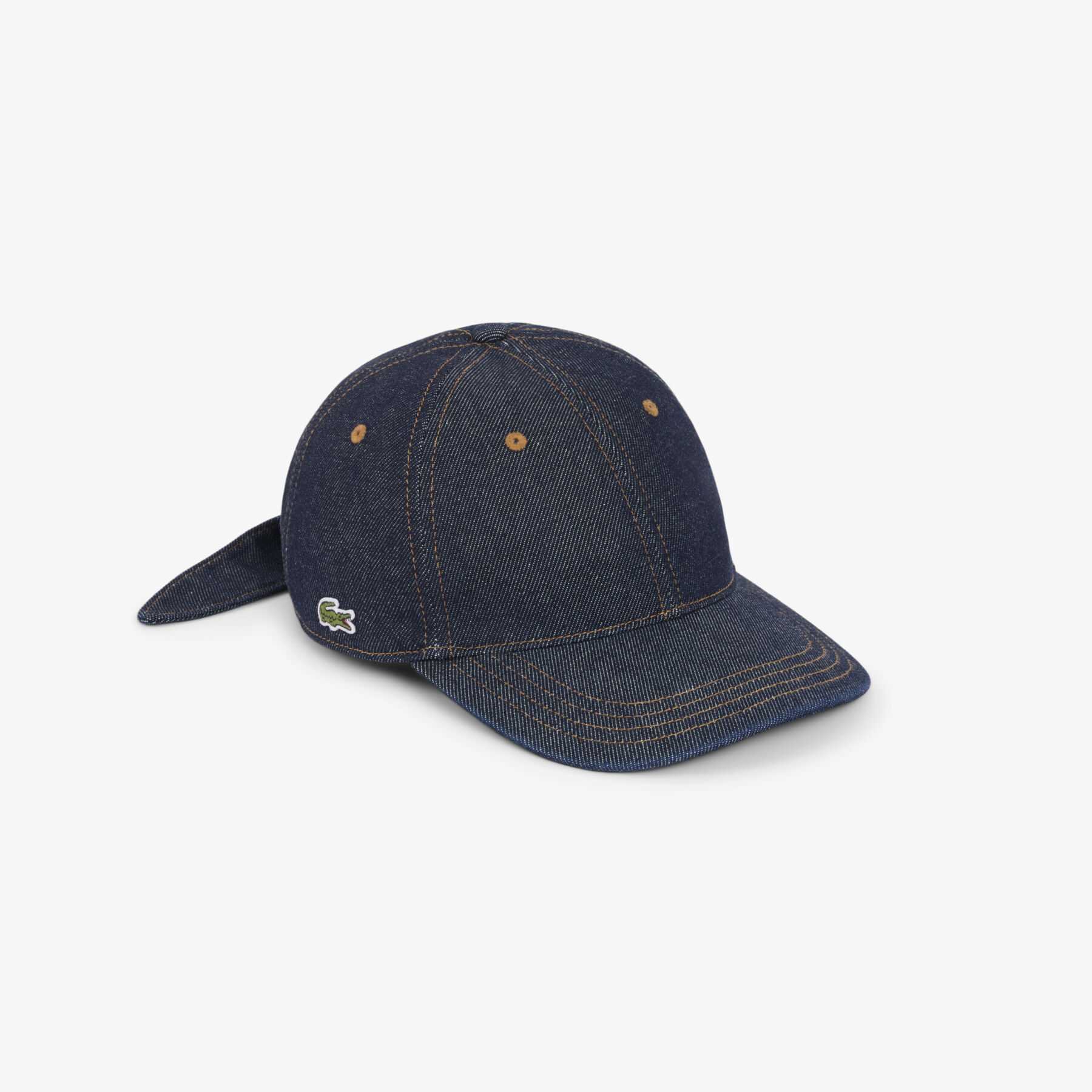 lacoste cotton denim tie accent cap