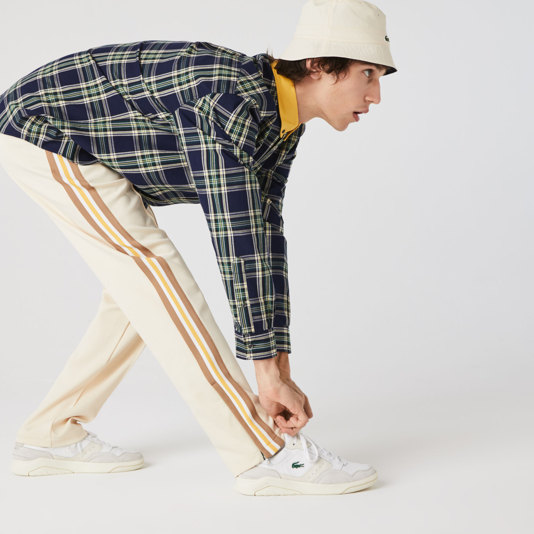 lacoste men s straight cut heritage contrast bands tracksuit pants