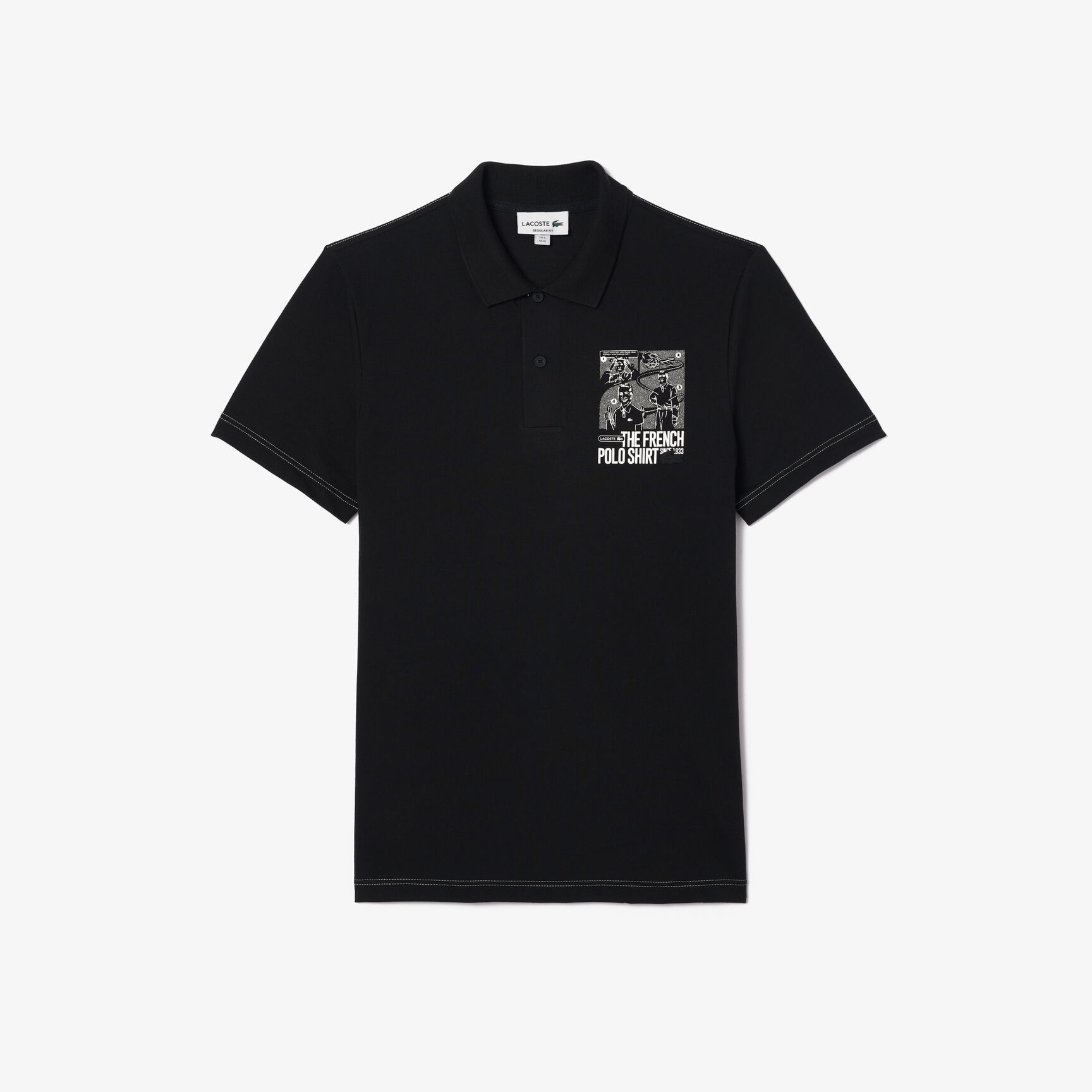 قميص بولو بطباعة أمامية وخلفية بحركة لاكوست قميص بولو بطباعة أمامية وخلفية بحركة لاكوست