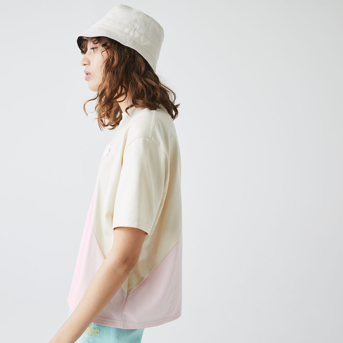 تي شيرت قطن للنساء ثنائي اللون قصة فضفاضة مجموعة Lacoste LIVE تي شيرت قطن للنساء ثنائي اللون قصة فضفاضة مجموعة Lacoste LIVE