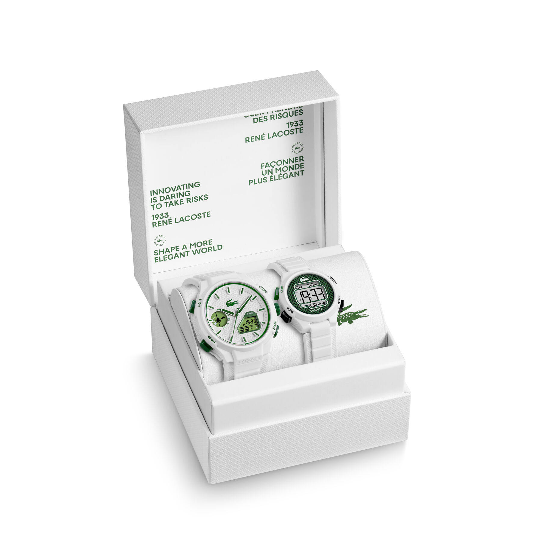 lacoste white silicone watch gift set
