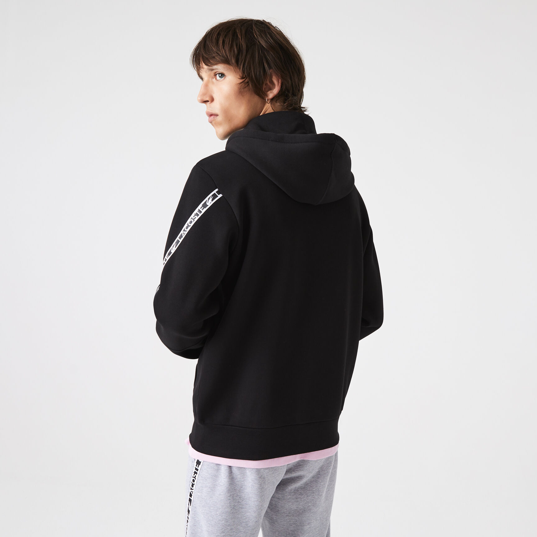 Men's Lacoste Printed Bands Hooded Zip Sweatshirt