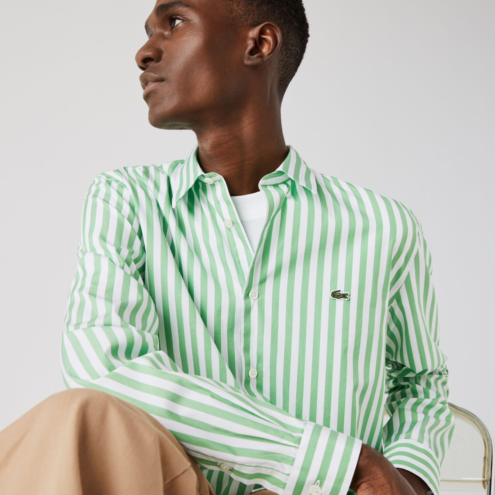 Men's Regular Fit Striped Poplin Shirt
