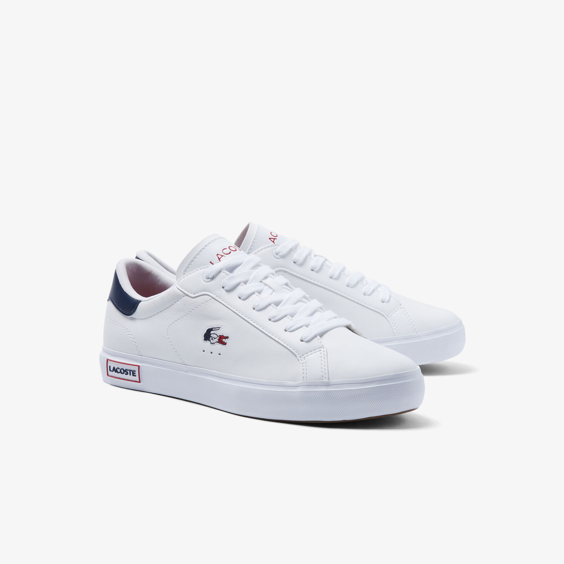 Men's Powercourt Leather Tricolour Trainers lacoste men s powercourt leather tricolour trainers