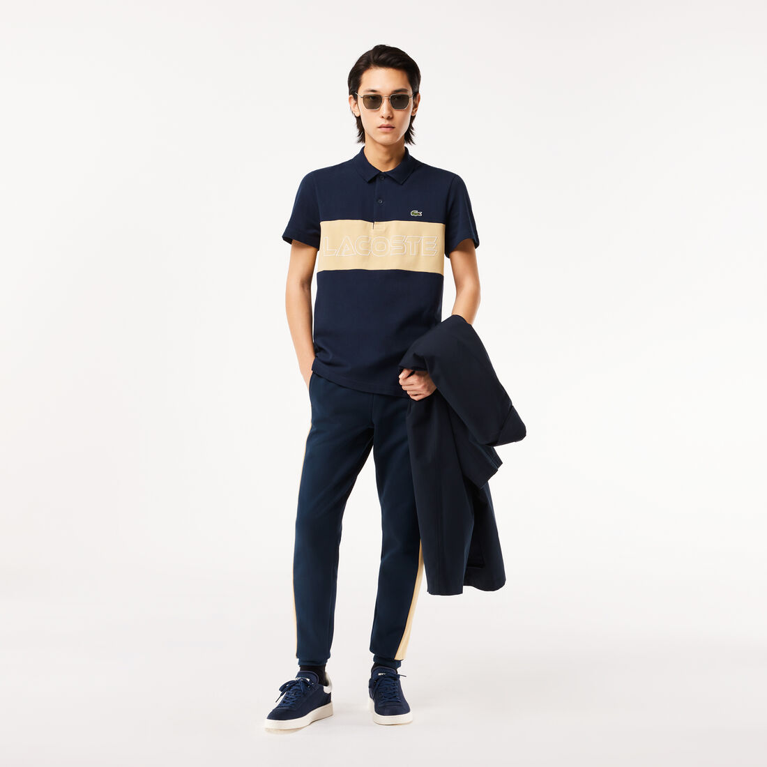 Regular Fit Stretch Pique Colourblock Polo Shirt Regular Fit Stretch Pique Colourblock Polo Shirt