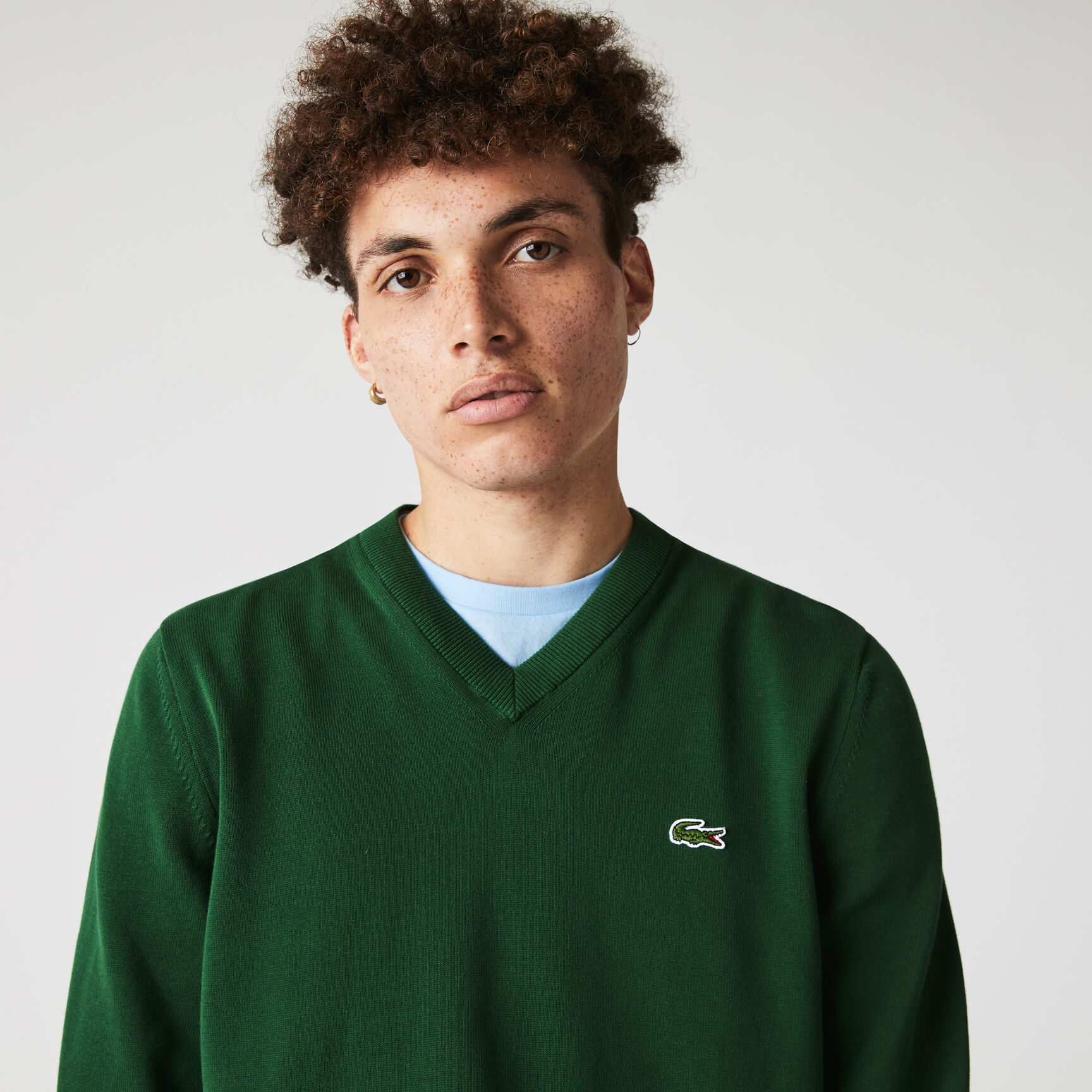 Monochrome Cotton V-neck Sweater