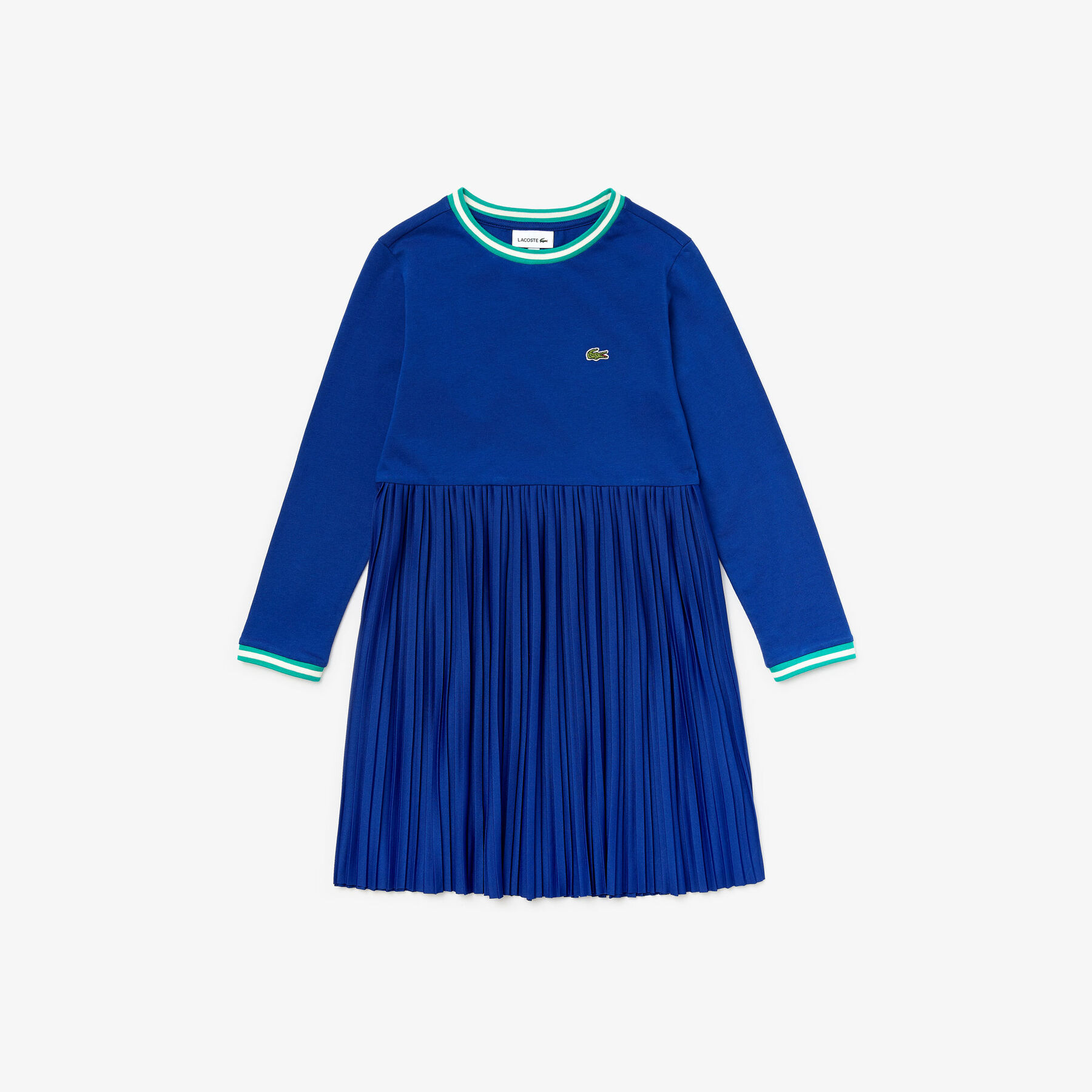 Girls' Crew Neck Pleated Cotton Dress lacoste girls crew neck pleated cotton dress