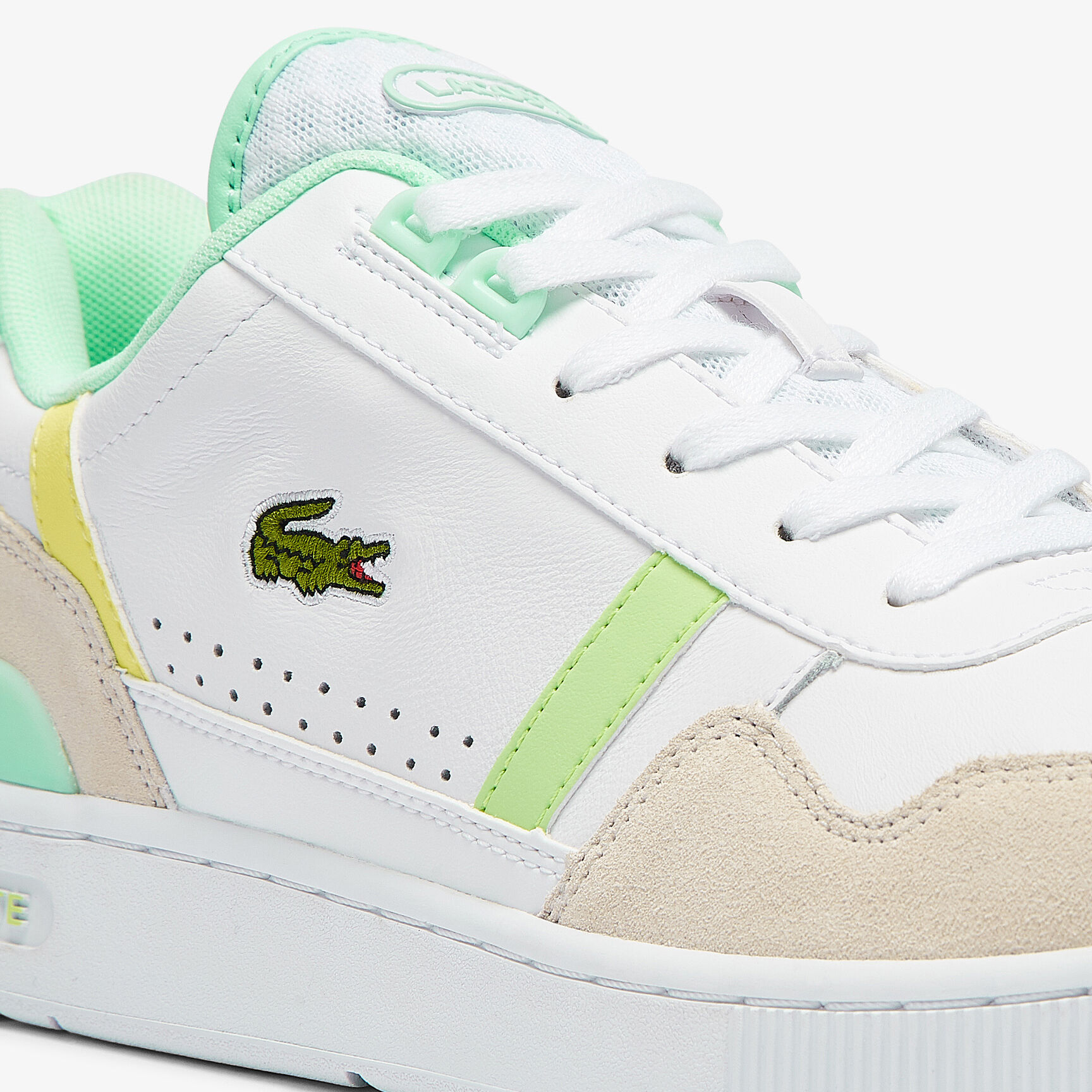 سنيكرز تي كليب جلد بأجزاء أخضر ليموني للرجال