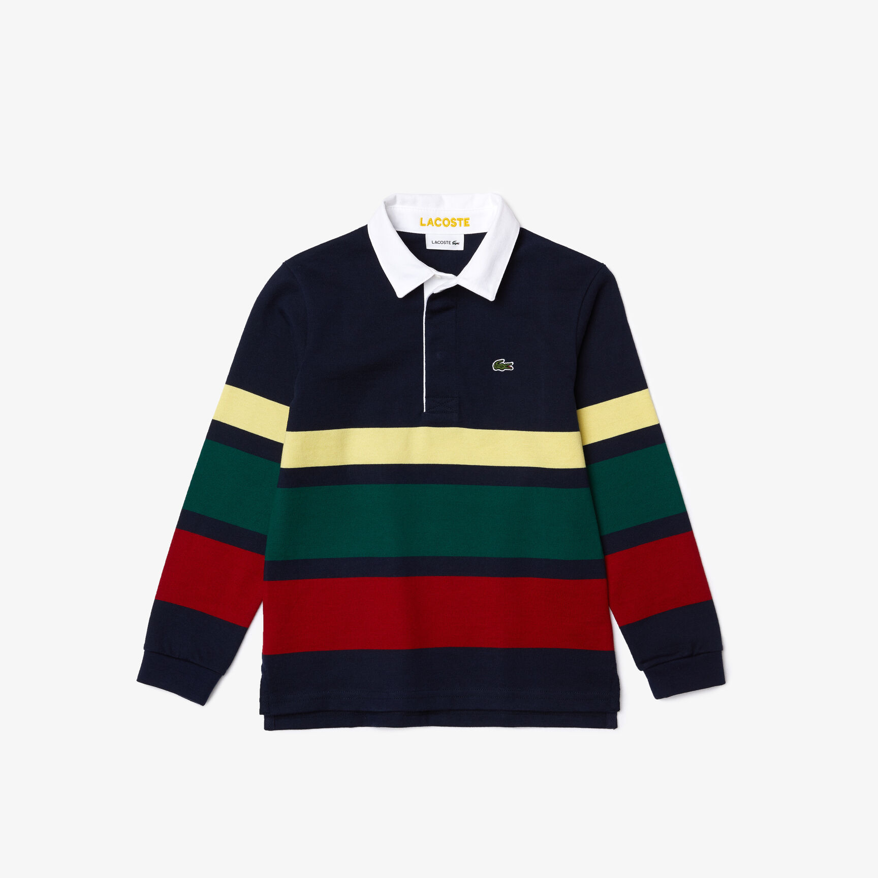 قميص بولو Lacoste للأولاد من قطن الرجبي بقصة عادية