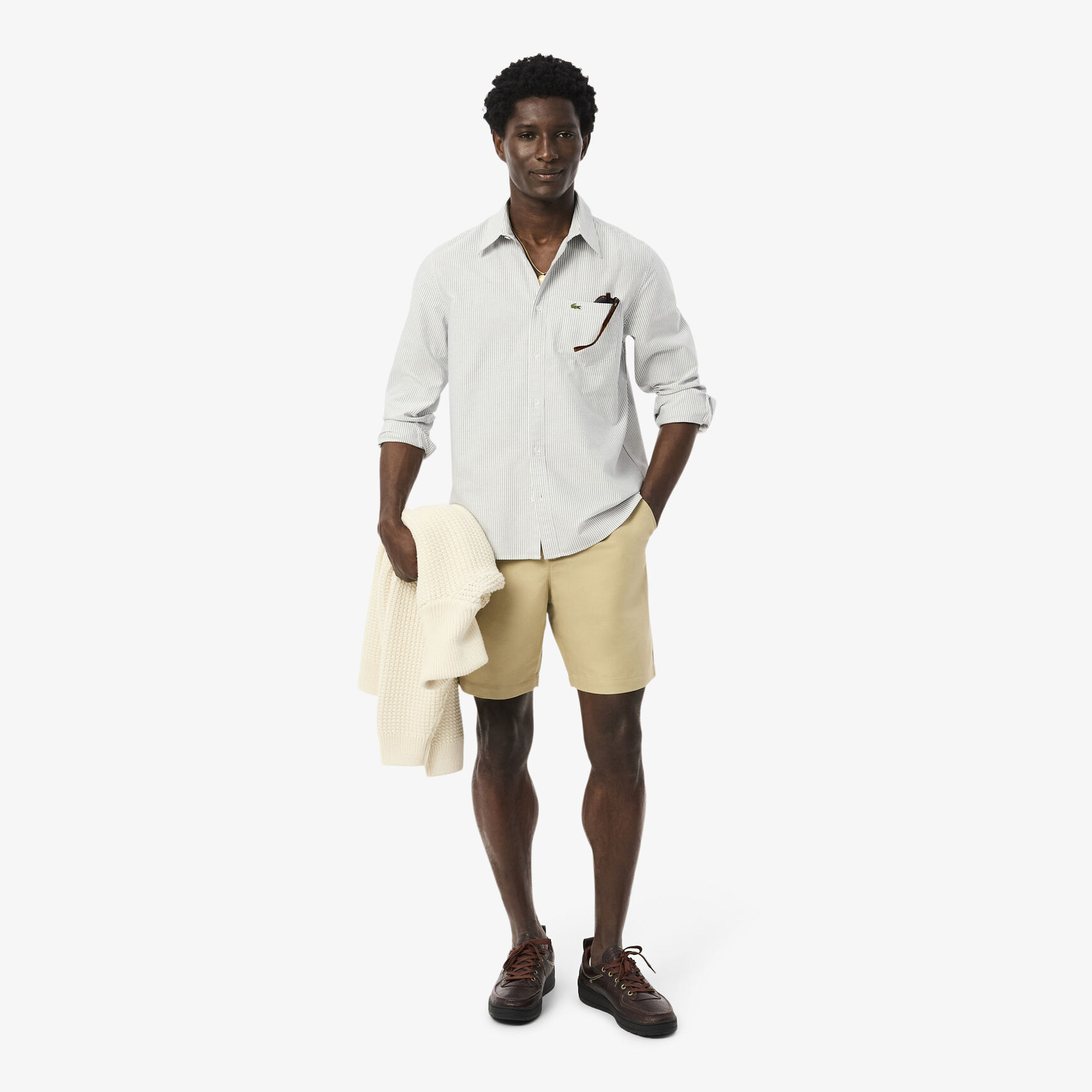 قميص أكسفورد مخطط بقصّة عادية