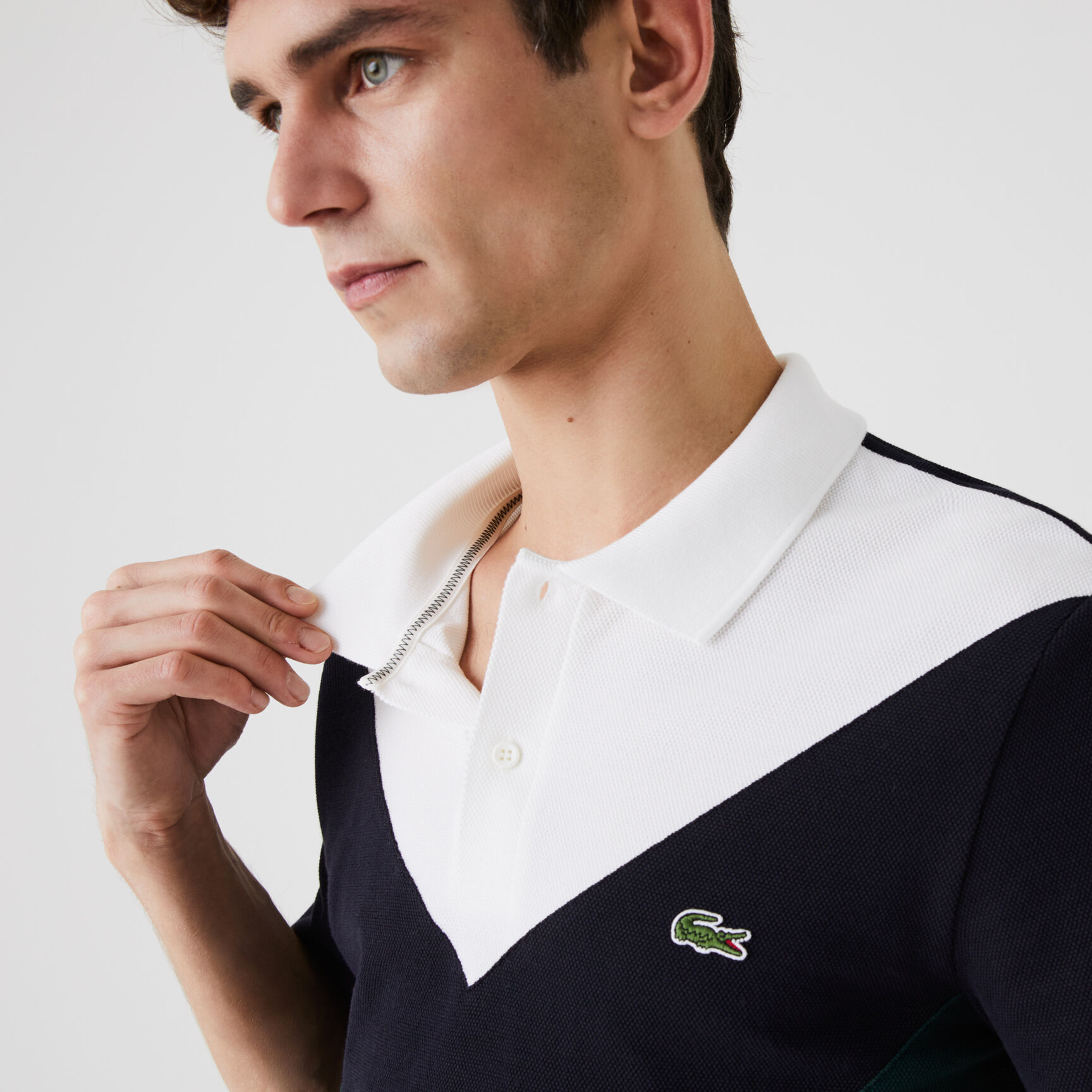 Men's Lacoste Regular Fit Geometric Colourblock Piqu&eacute; Polo Shirt