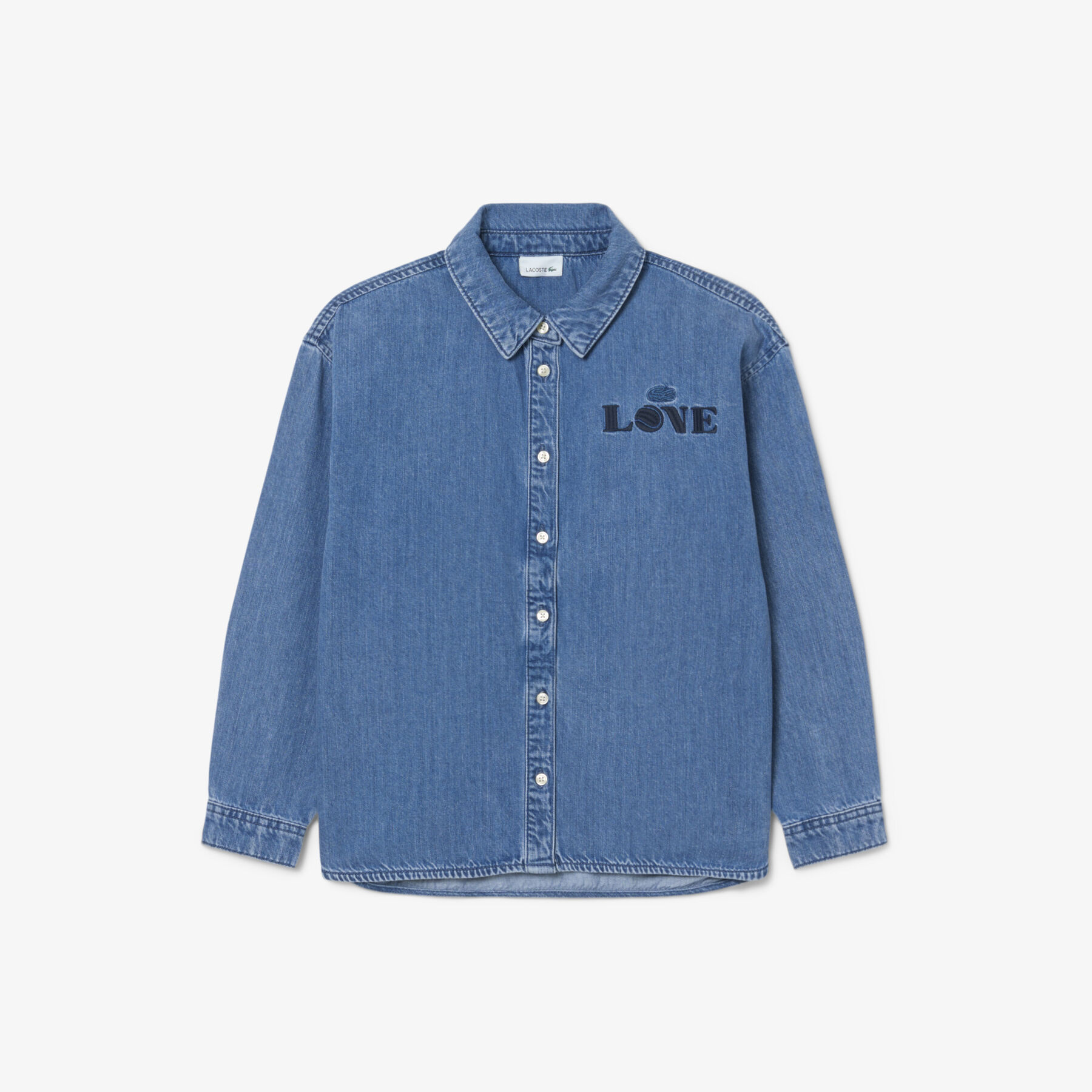 Badge Accent Denim Shirt lacoste badge accent denim shirt
