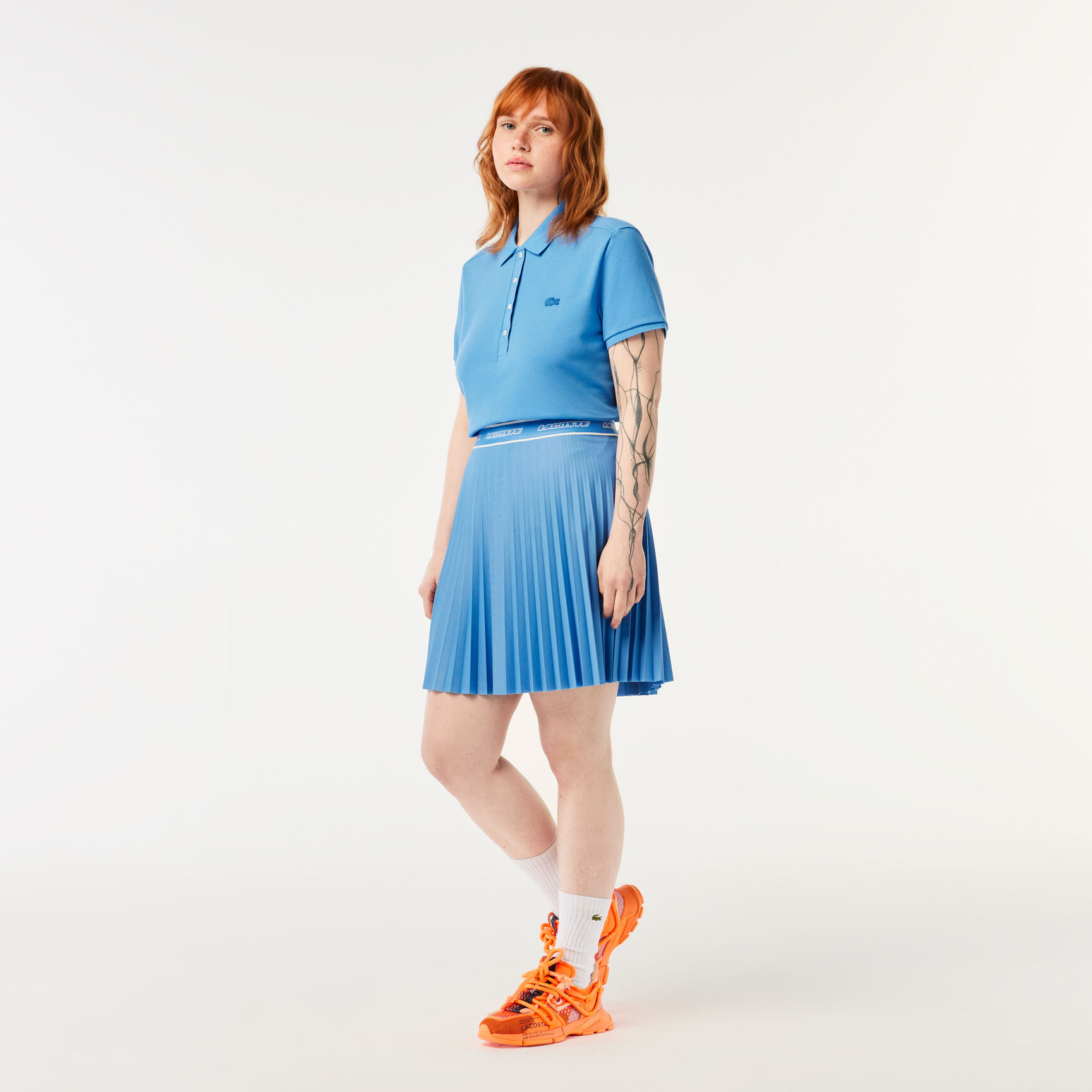 تنورة لاكوست قصيرة بطيات وخصر مطاطي للنساء