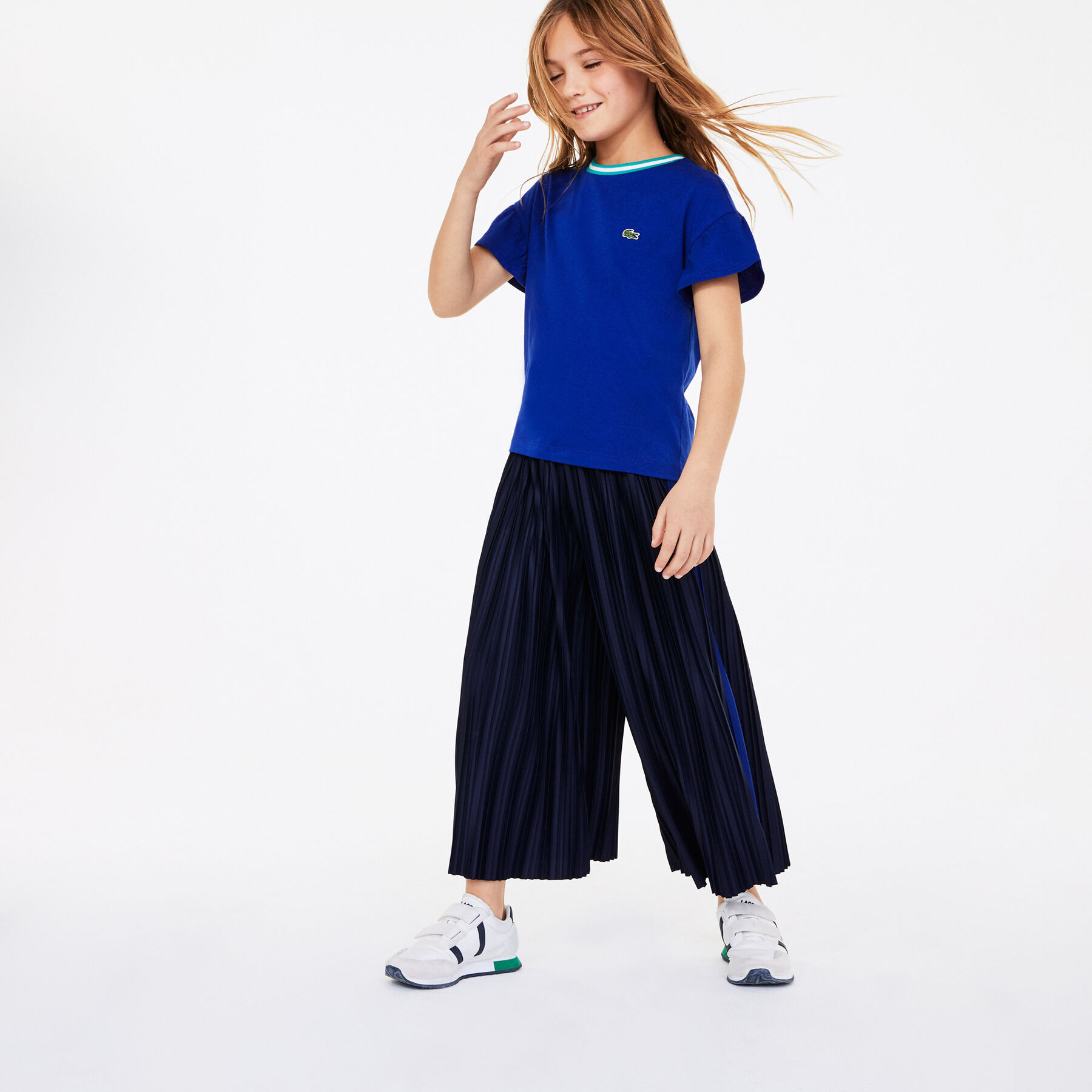 Girls' Flared Pleated Knit Pants lacoste girls flared pleated knit pants