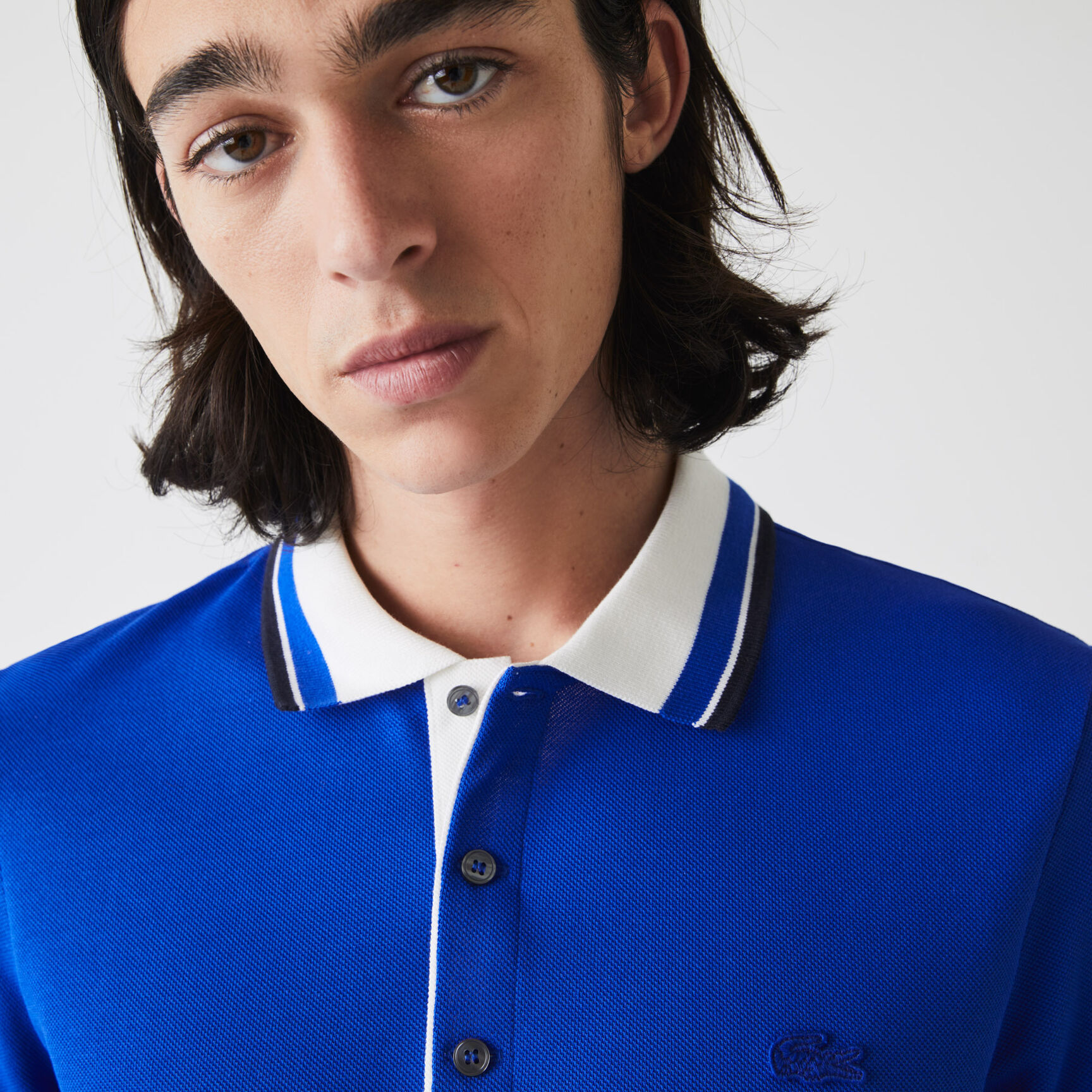 Men&rsquo;s Lacoste Slim Fit Striped Collar Cotton Piqu&eacute; Polo