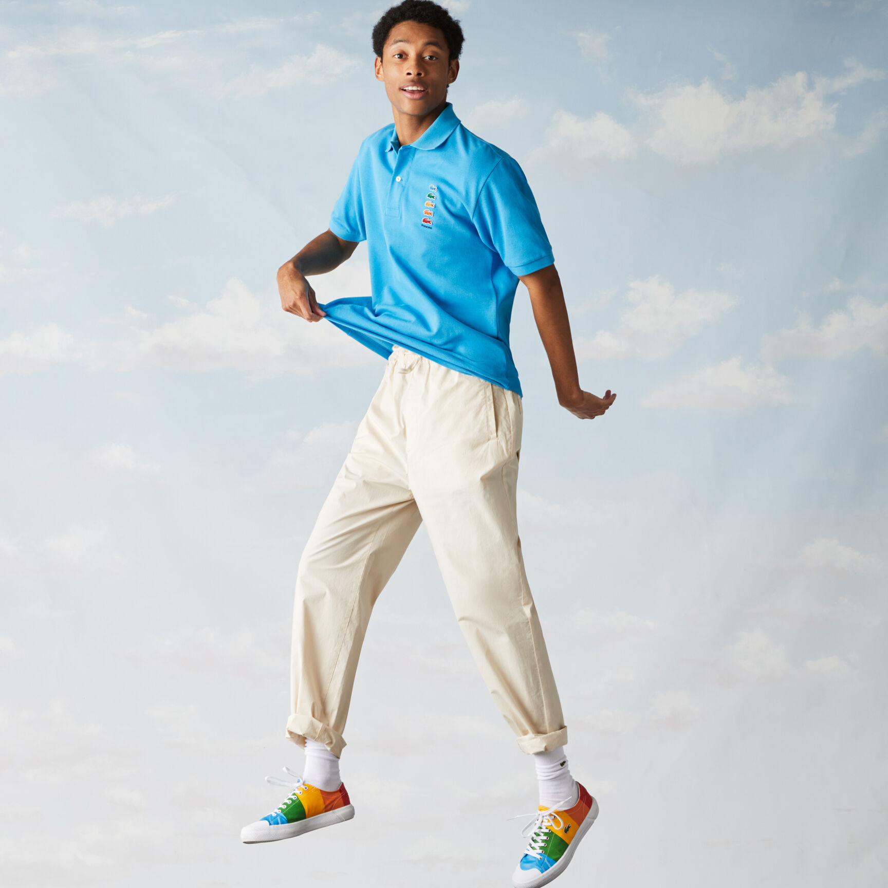 بولو بنقشة تماسيح ملونة للرجال قصة كلاسيكية من مجموعة Polaroid