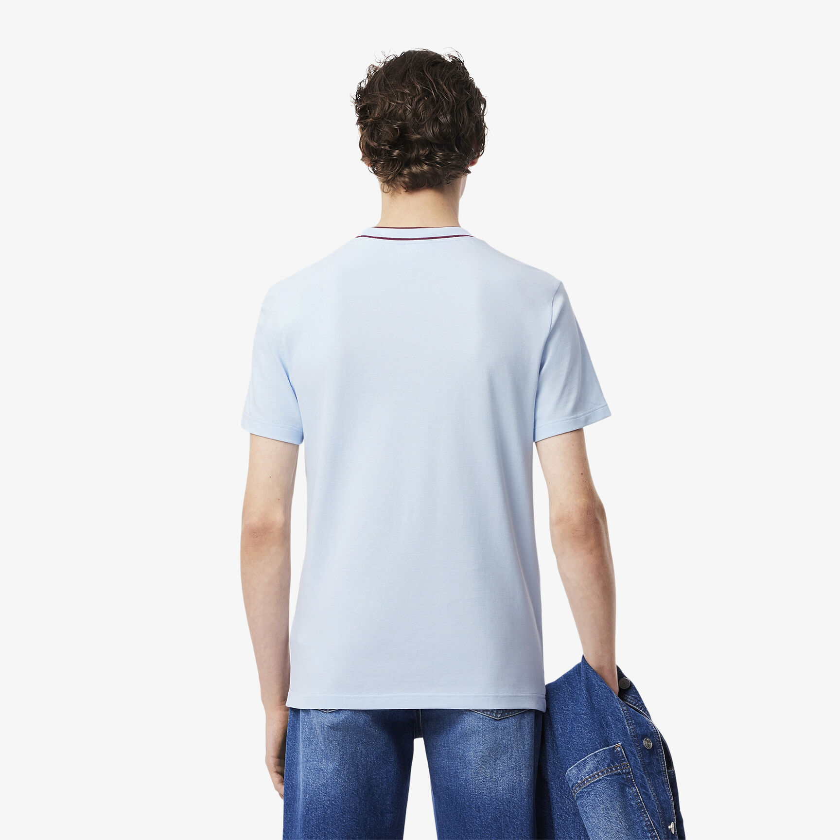 Stretch Pique Stripe Collar T-shirt