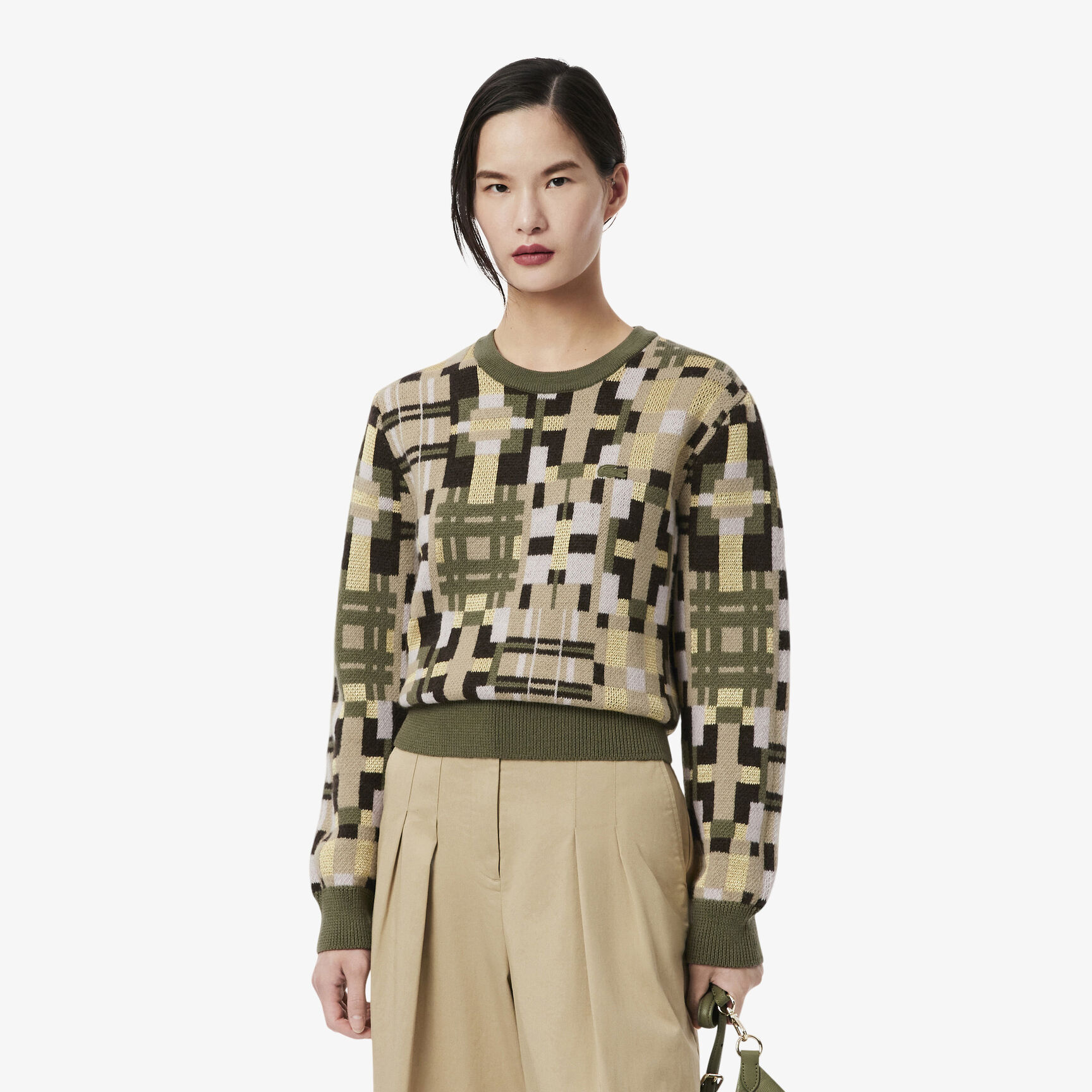 Crew Neck Wool Jacquard Graphic Sweater