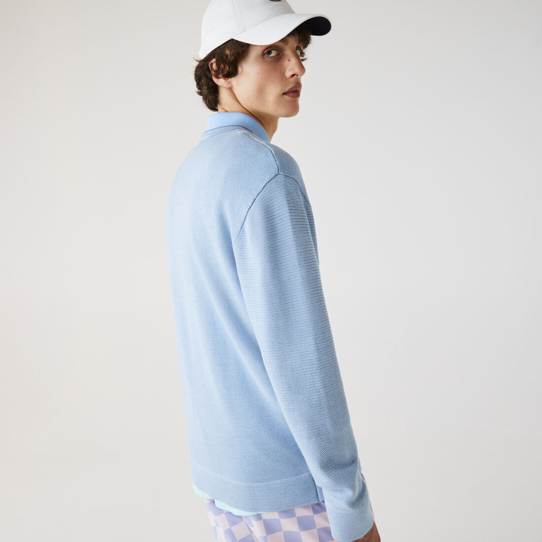 كنزة من بيكيه القطن مع فتحة رقبة مستديرة للرجال كنزة من بيكيه القطن مع فتحة رقبة مستديرة للرجال