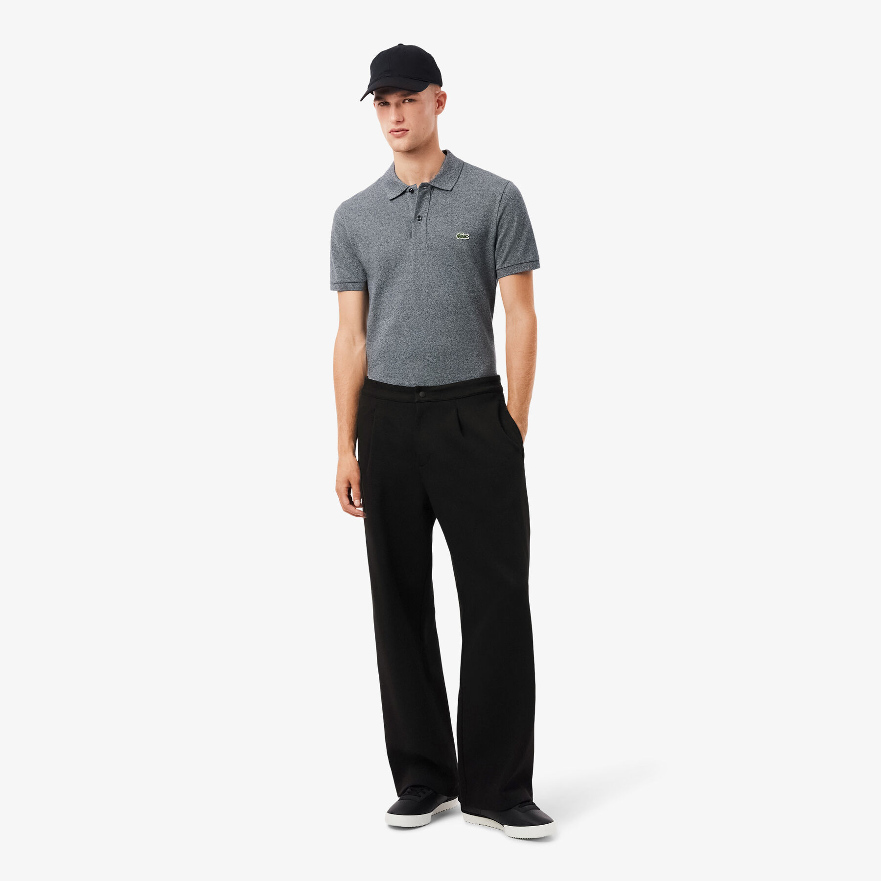 lacoste loose fit pique pleated pants