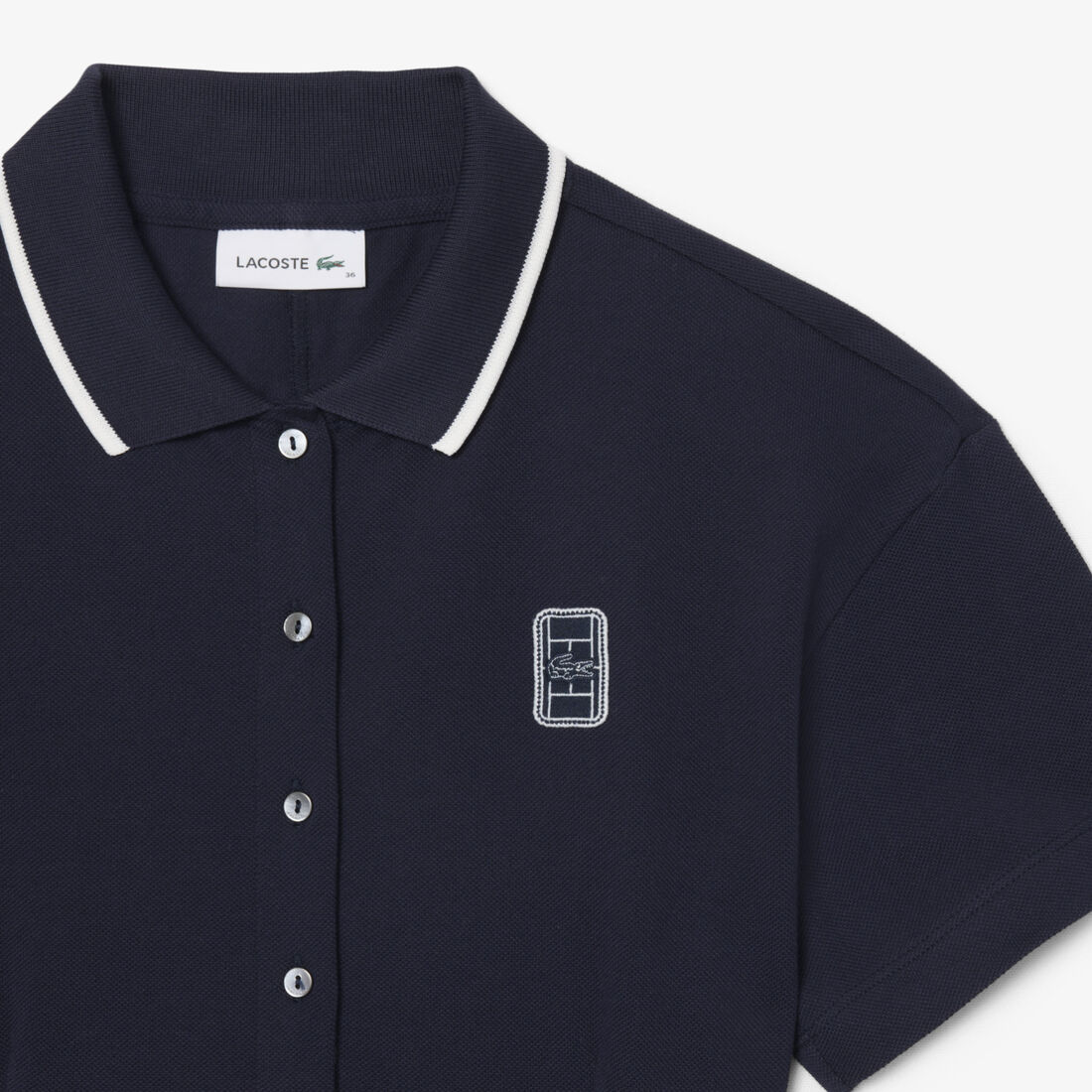 Flared Badge Accent Petit Pique Dress