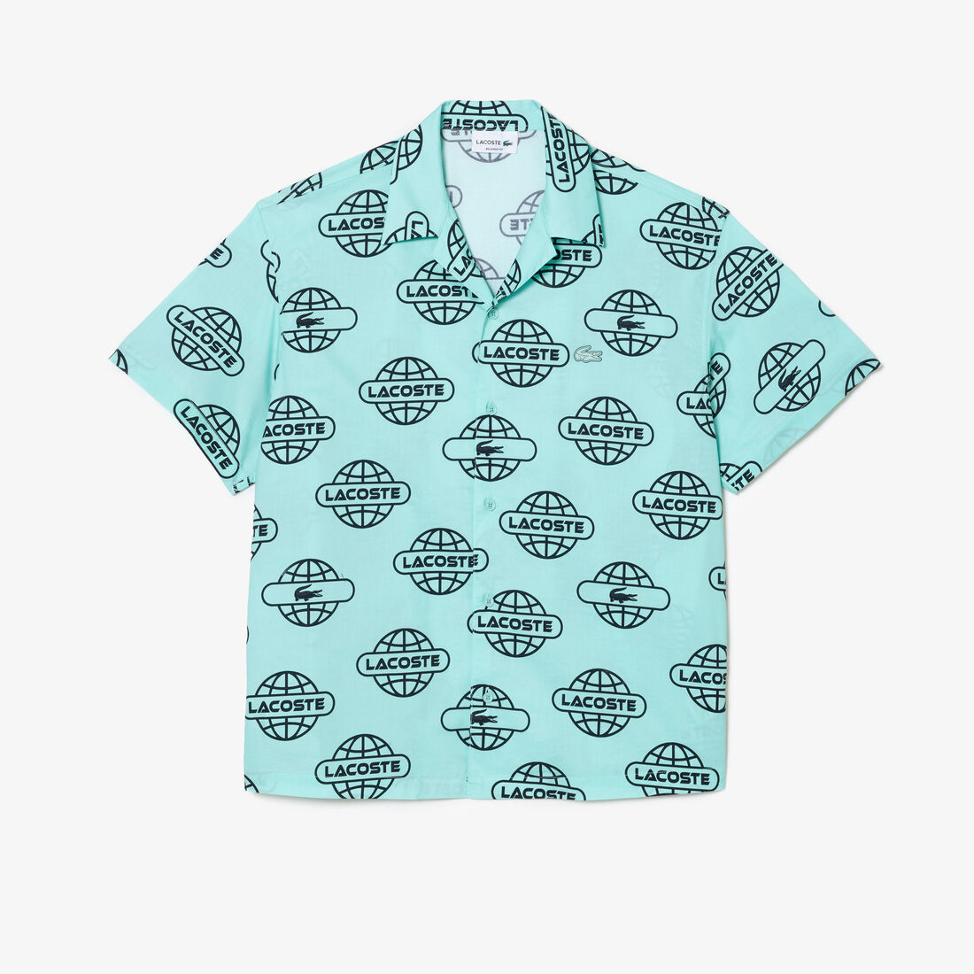 Globe Print Lacoste Cotton Twill Shirt Globe Print Lacoste Cotton Twill Shirt
