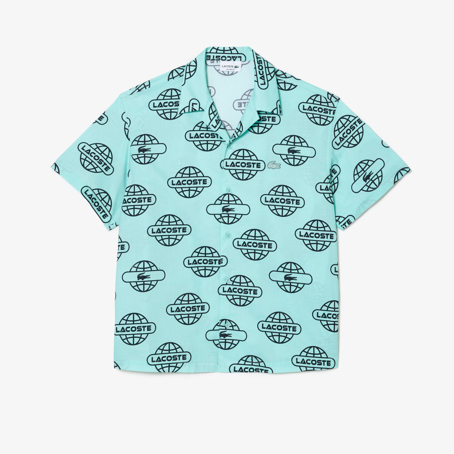 Globe Print Lacoste Cotton Twill Shirt Globe Print Lacoste Cotton Twill Shirt