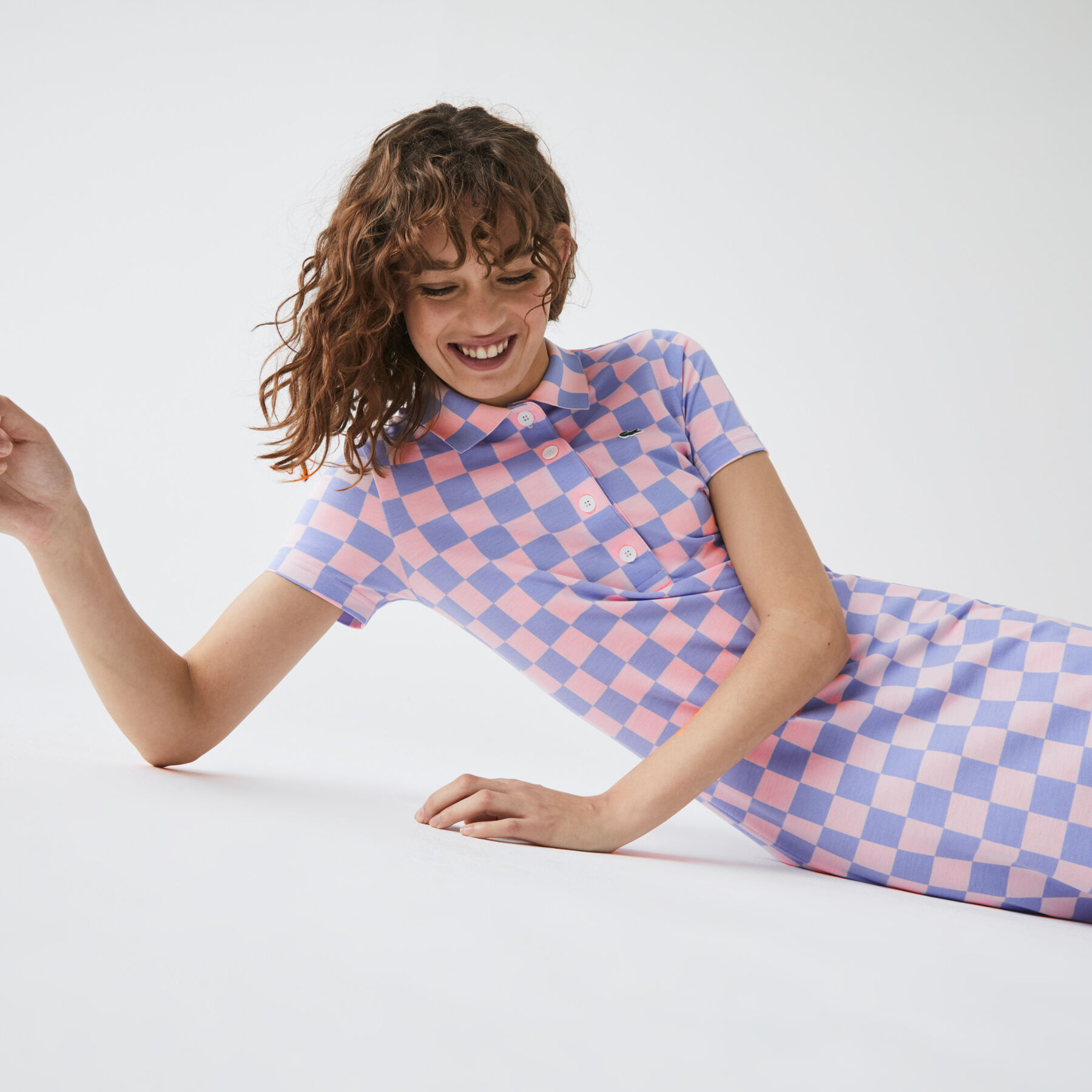 Women’s Lacoste LIVE Checkerboard Pattern Cotton Piqué Polo Dress women s lacoste live checkerboard pattern cotton piqu polo dress