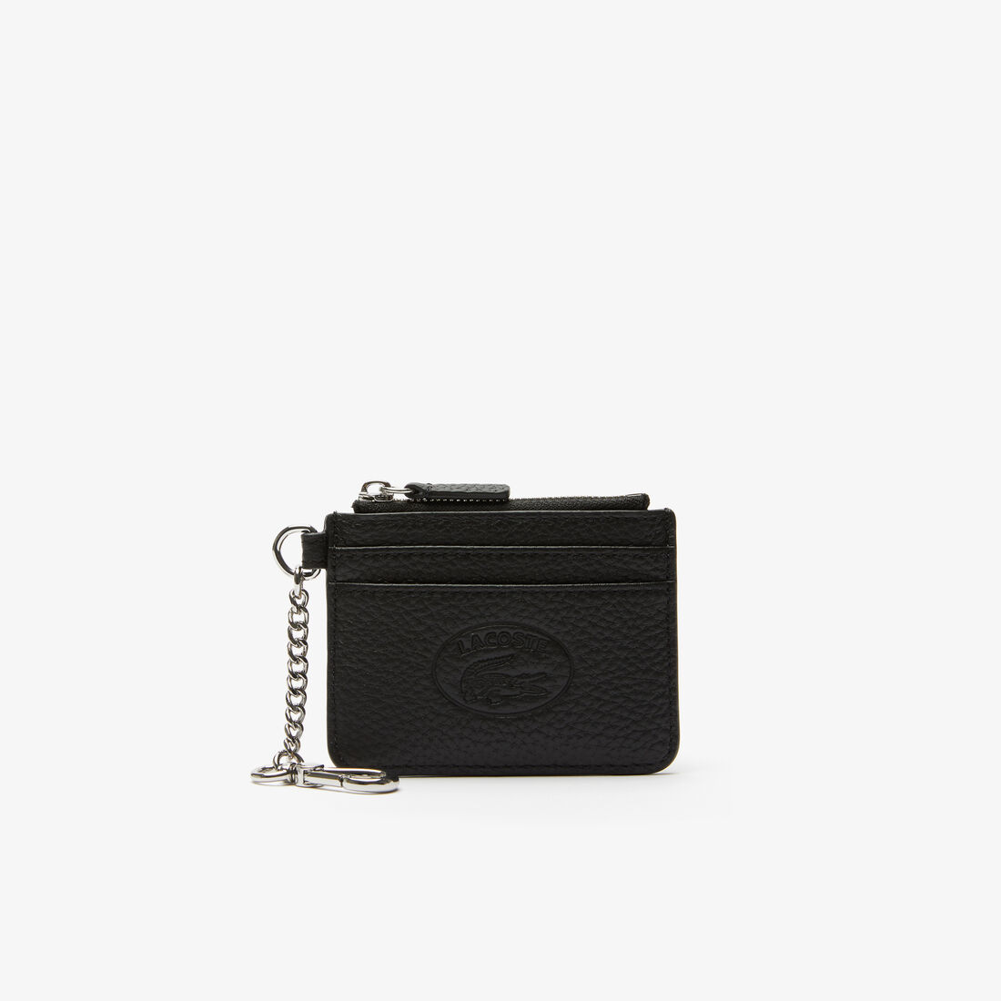 Women's Croco Crew Zippered Grained Leather Card Holder