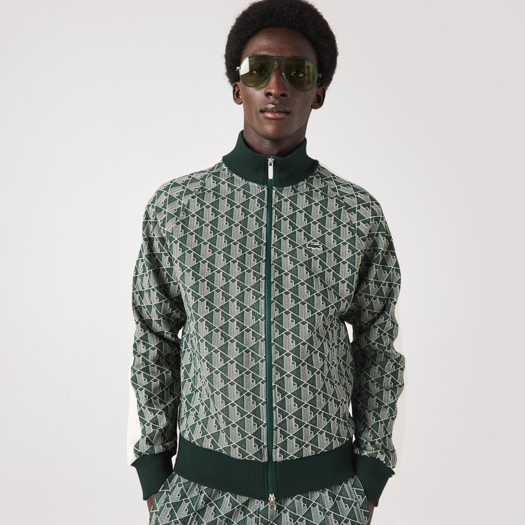 سويت شيرت بقصة عادية وسحّاب ونقشة شعار الماركة للرجال سويت شيرت بقصة عادية وسحّاب ونقشة شعار الماركة للرجال