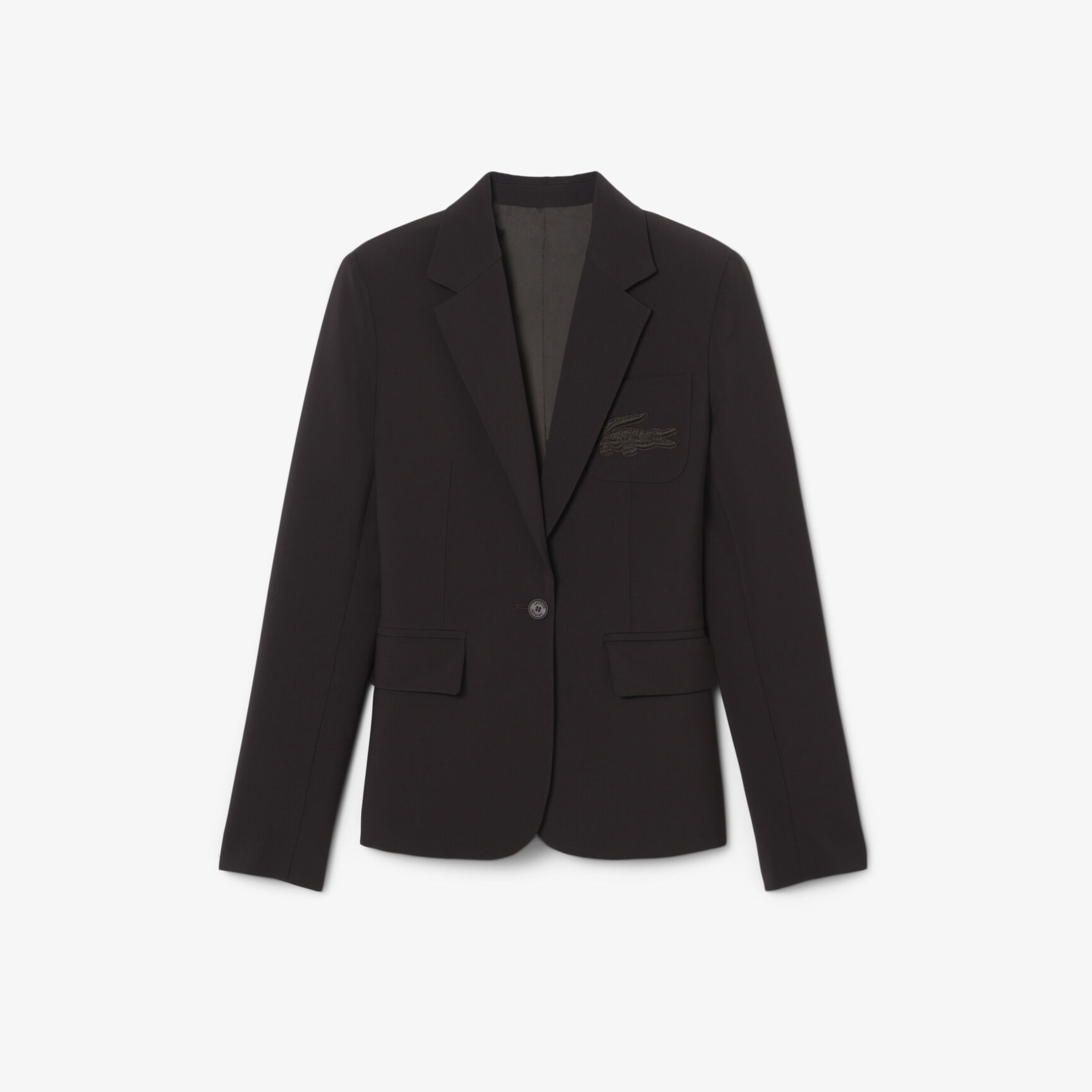 Embroidered Logo Slim Fit Wool Blazer