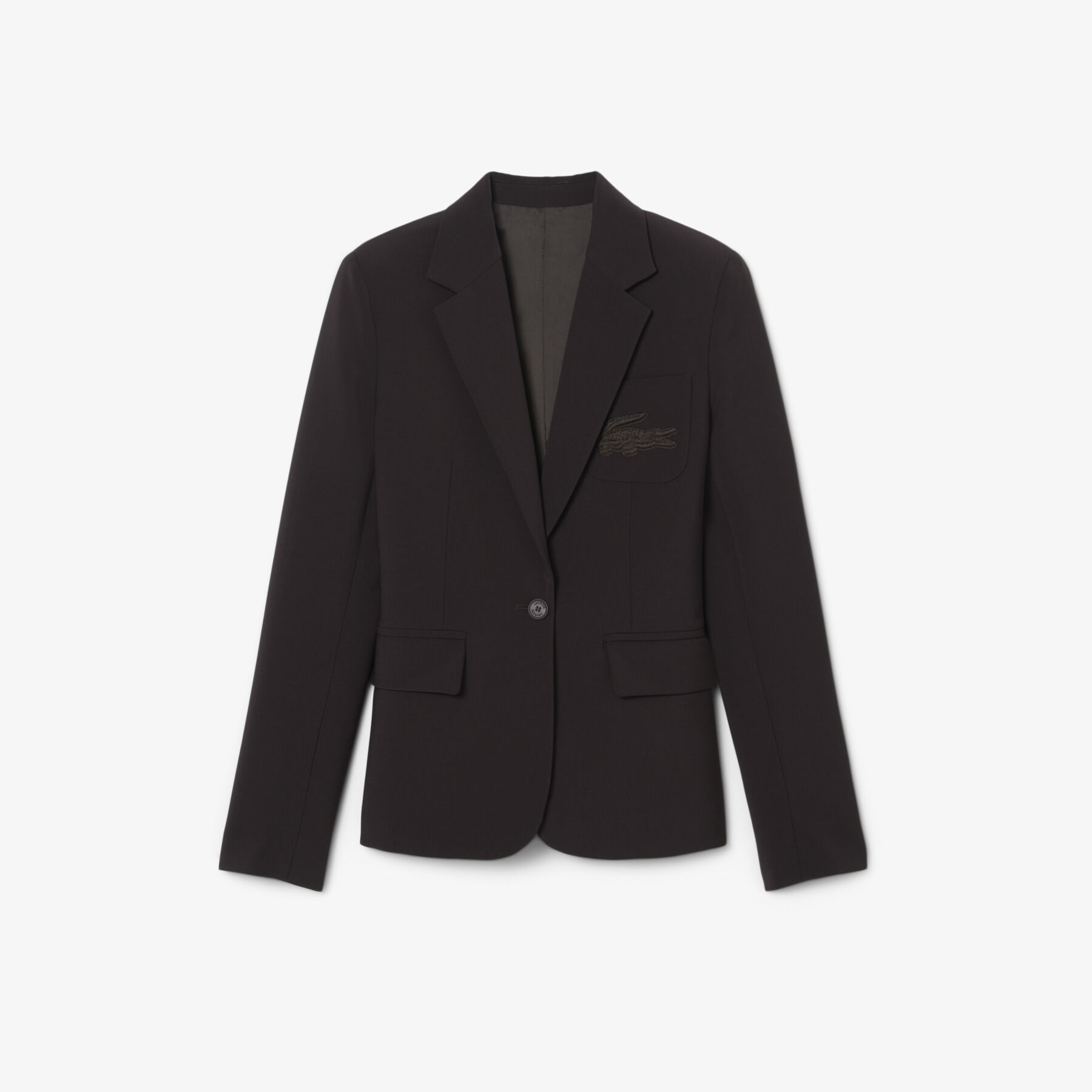 lacoste embroidered logo slim fit wool blazer