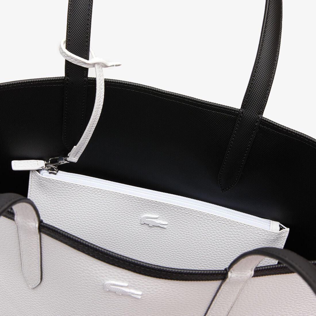 حقيبة يد لاكوست بوجهين وشعار الماركة بلون مغاير للنساء حقيبة يد لاكوست بوجهين وشعار الماركة بلون مغاير للنساء