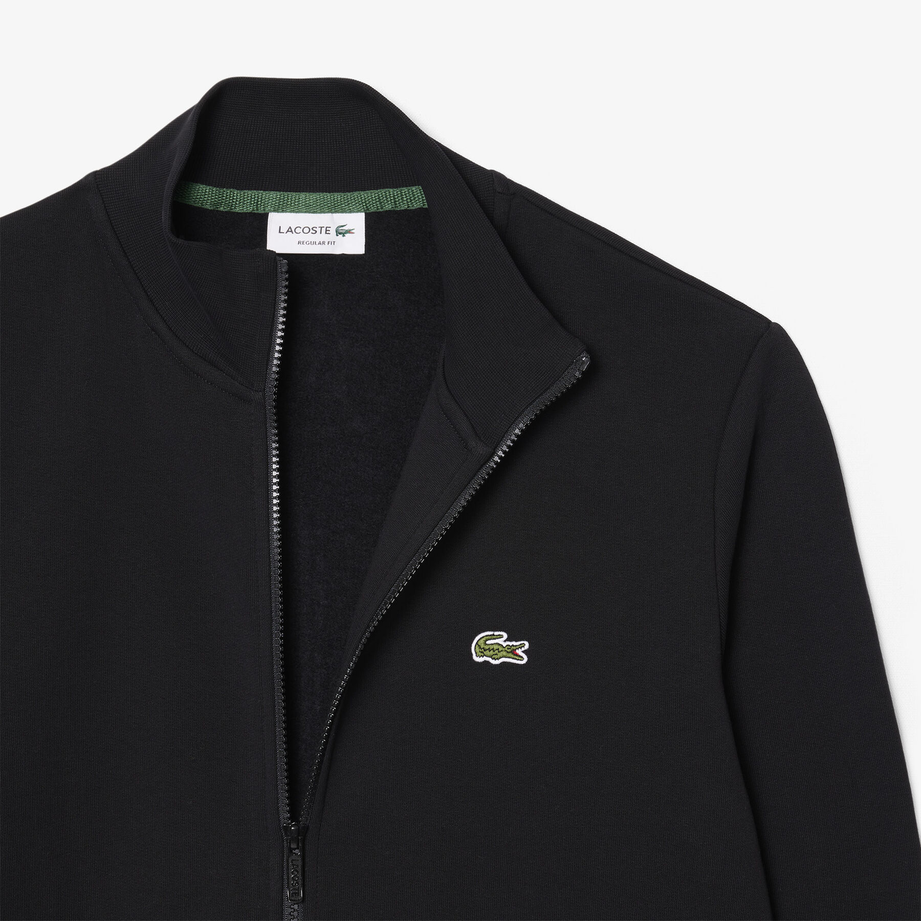 lacoste zip up high neck fleece sweatshirt