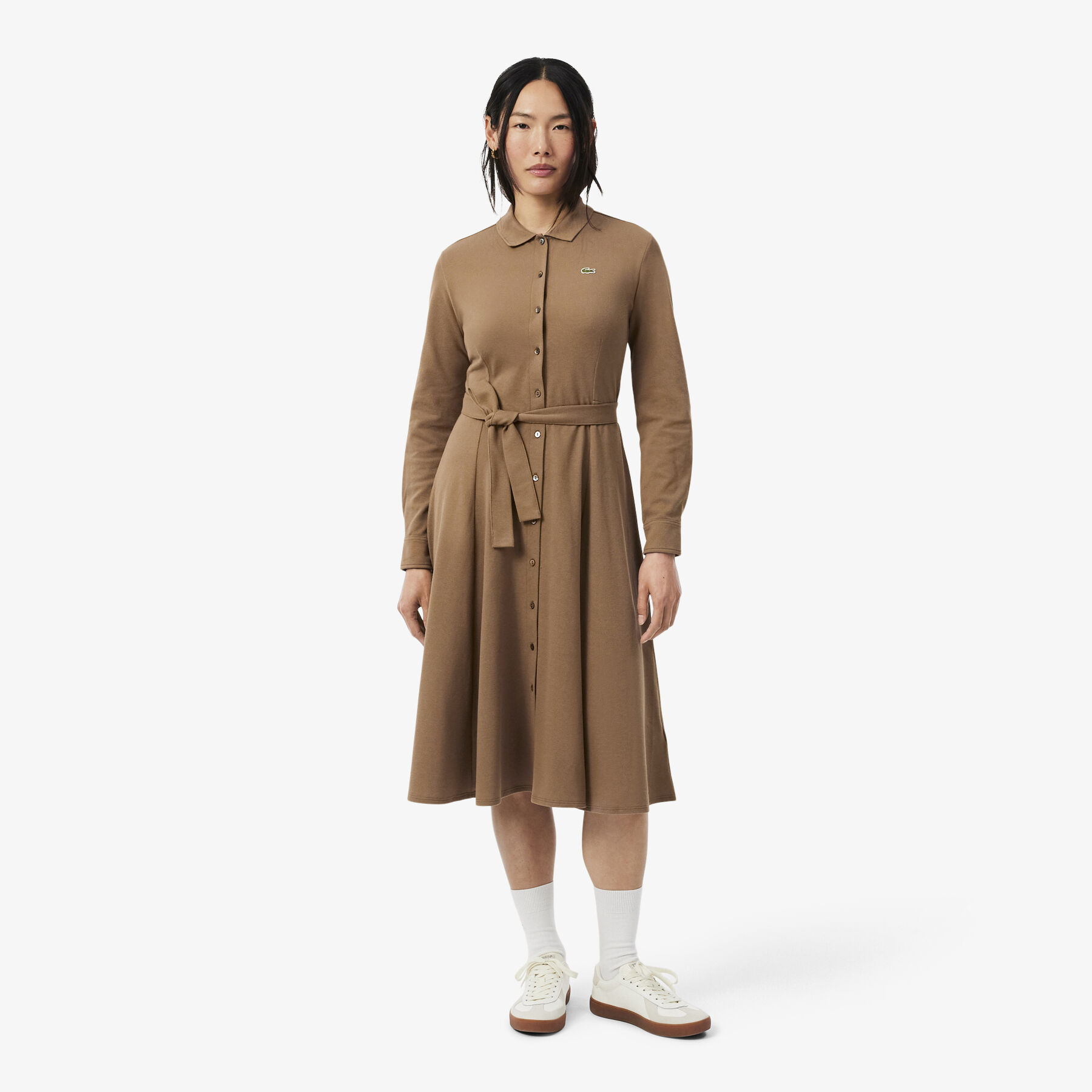 Polo Collar Belted Petit Pique Dress lacoste polo collar belted petit pique dress