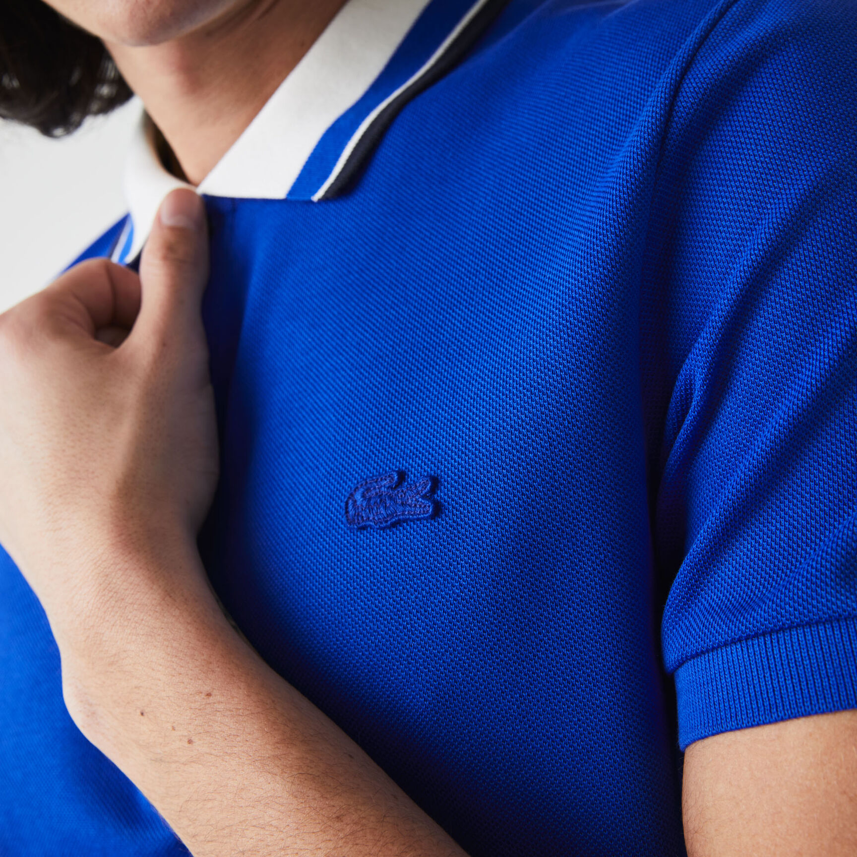 Men&rsquo;s Lacoste Slim Fit Striped Collar Cotton Piqu&eacute; Polo