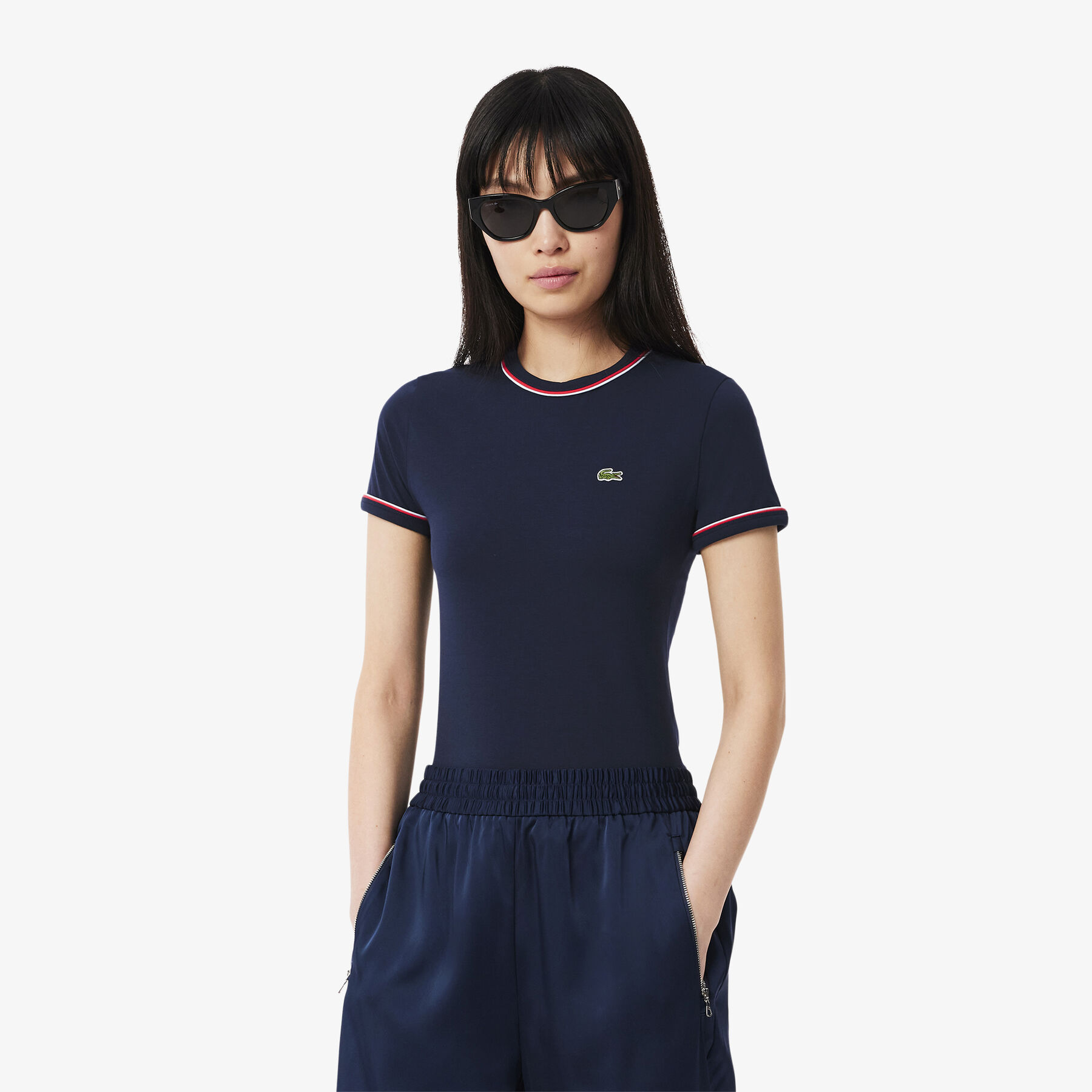 lacoste contrast accent jersey t shirt
