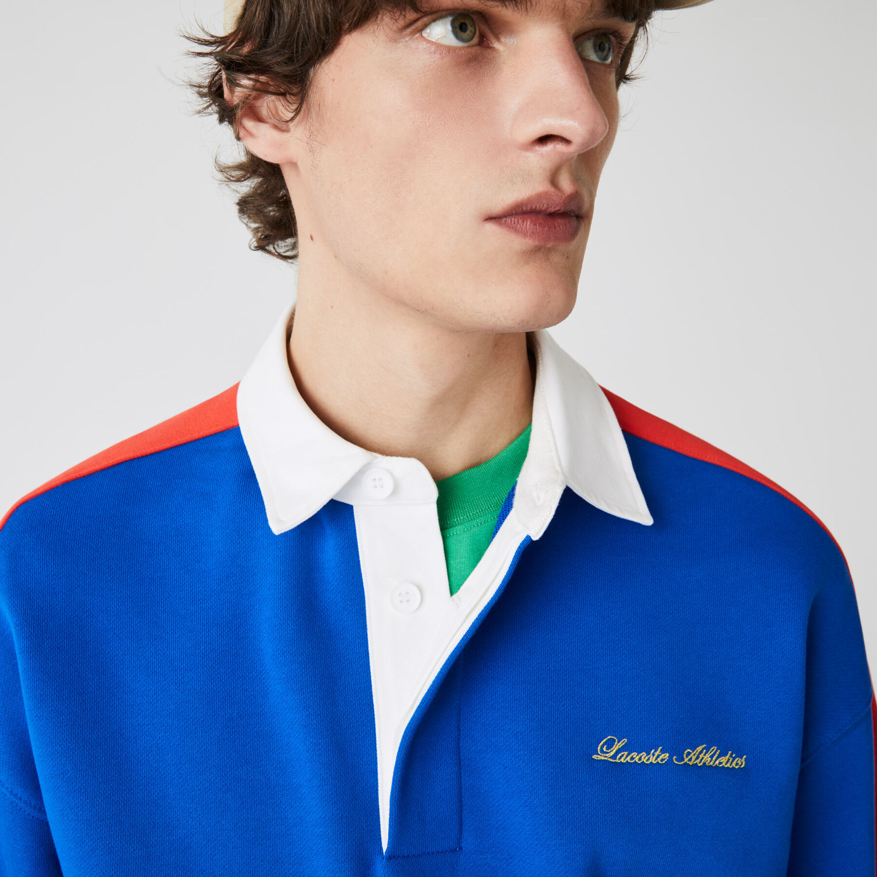 لاكوست سويت شيرت بولو صوف مع كتل لونية مجموعة lacoste live للرجال