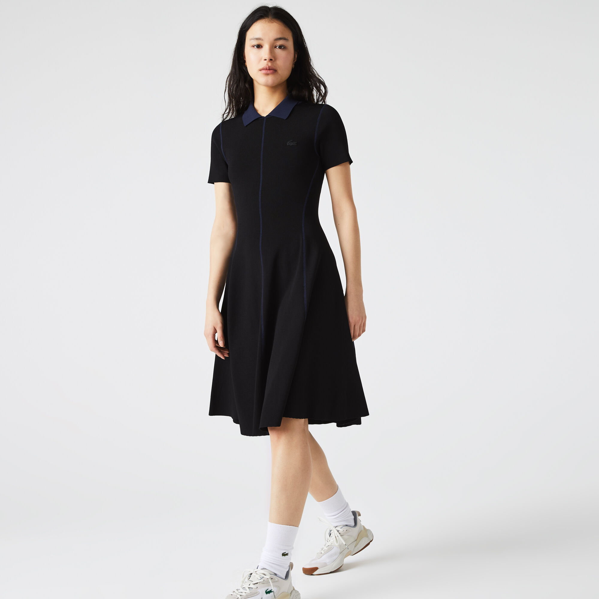 Buy Women s Texturised Knit Polo Skater Dress Lacoste SA